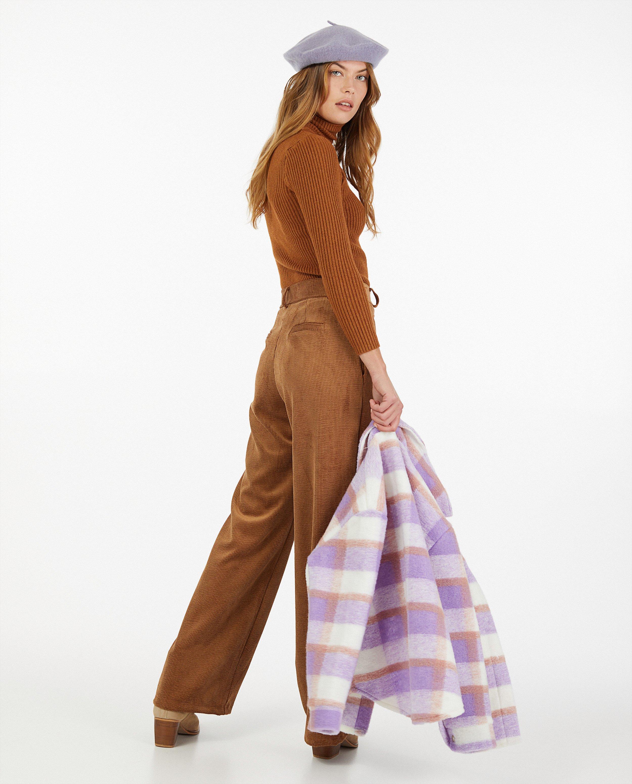 Broeken - Bruine ribfluwelen broek Ella Italia