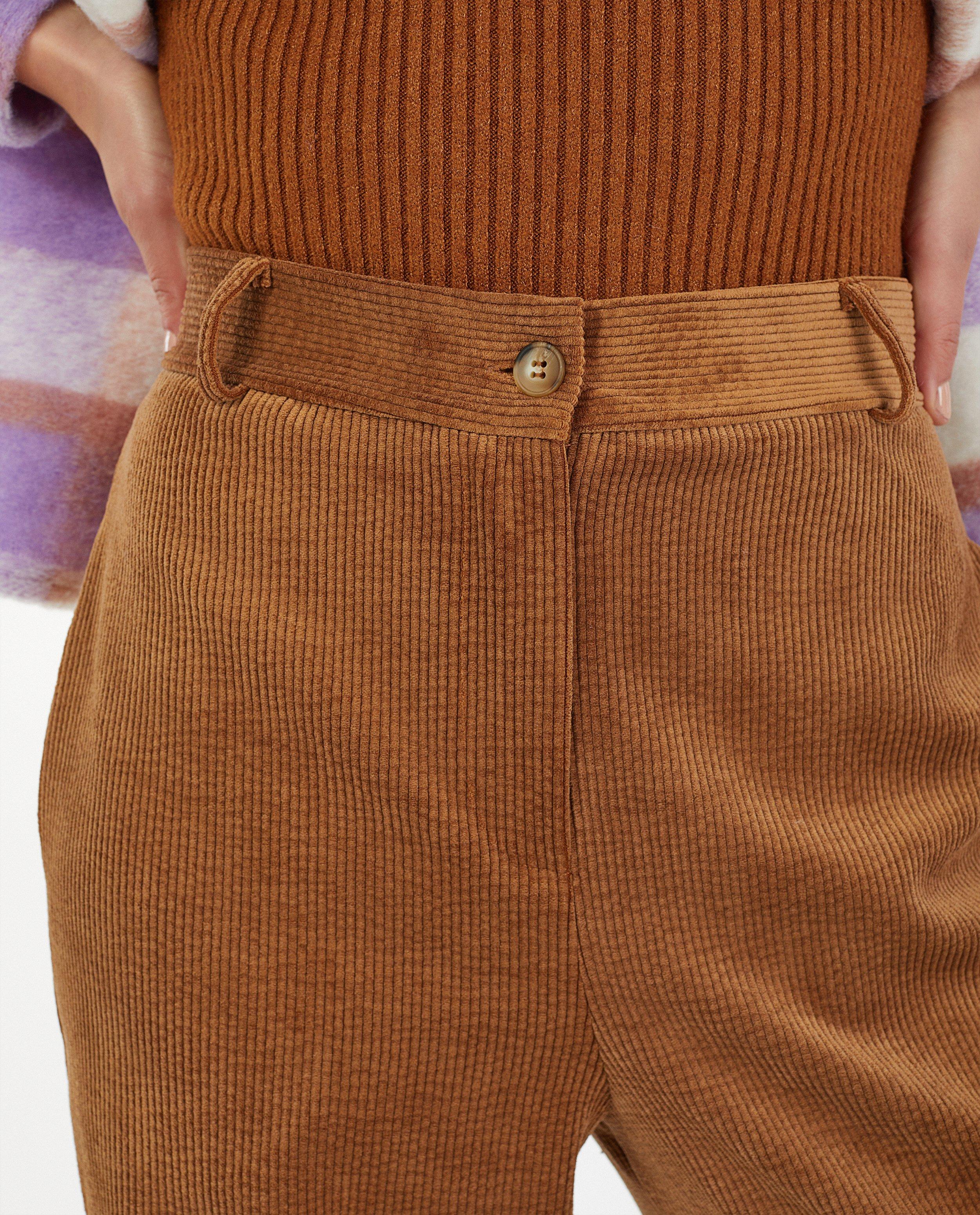 Broeken - Bruine ribfluwelen broek Ella Italia