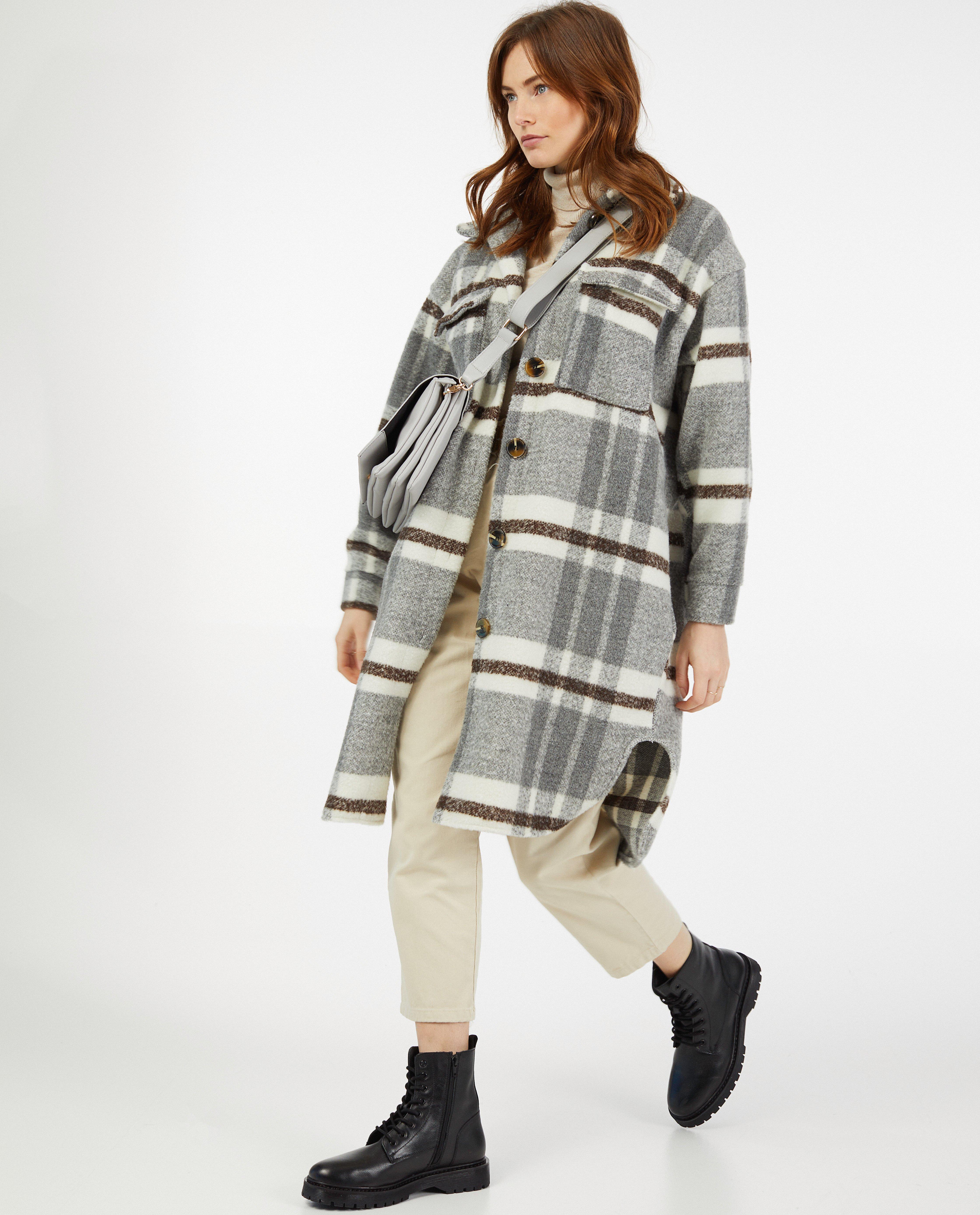 Shacket met ruitpatroon Ella Italia - lang model - Ella Italia