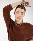 Pull brun en fin tricot - à longs poils - Ella Italia