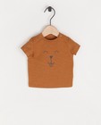 Bruin T-shirt met hondenprint - van biokatoen - Newborn 50-68