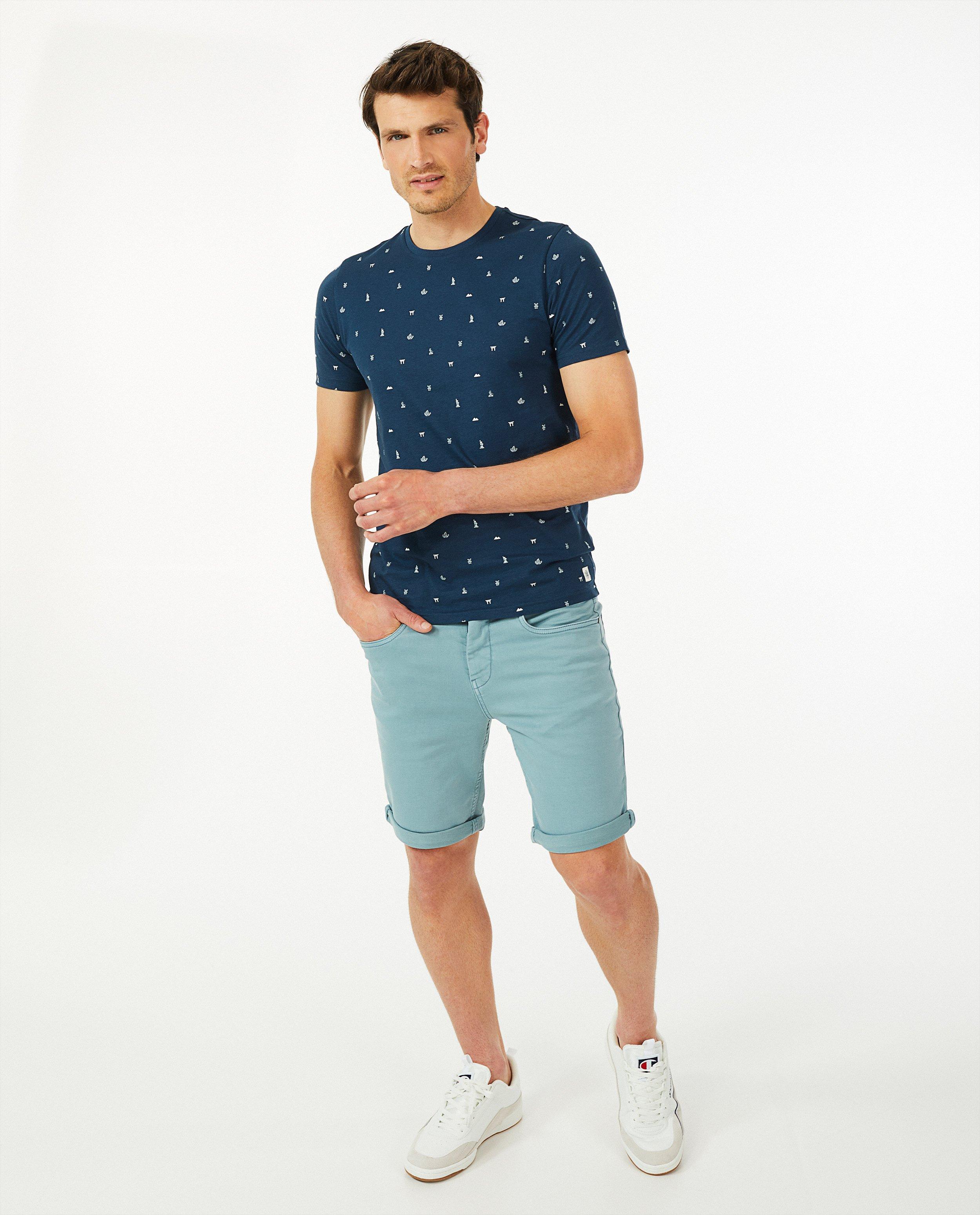 Biokatoenen T-shirt met print - symbooltjes - Quarterback