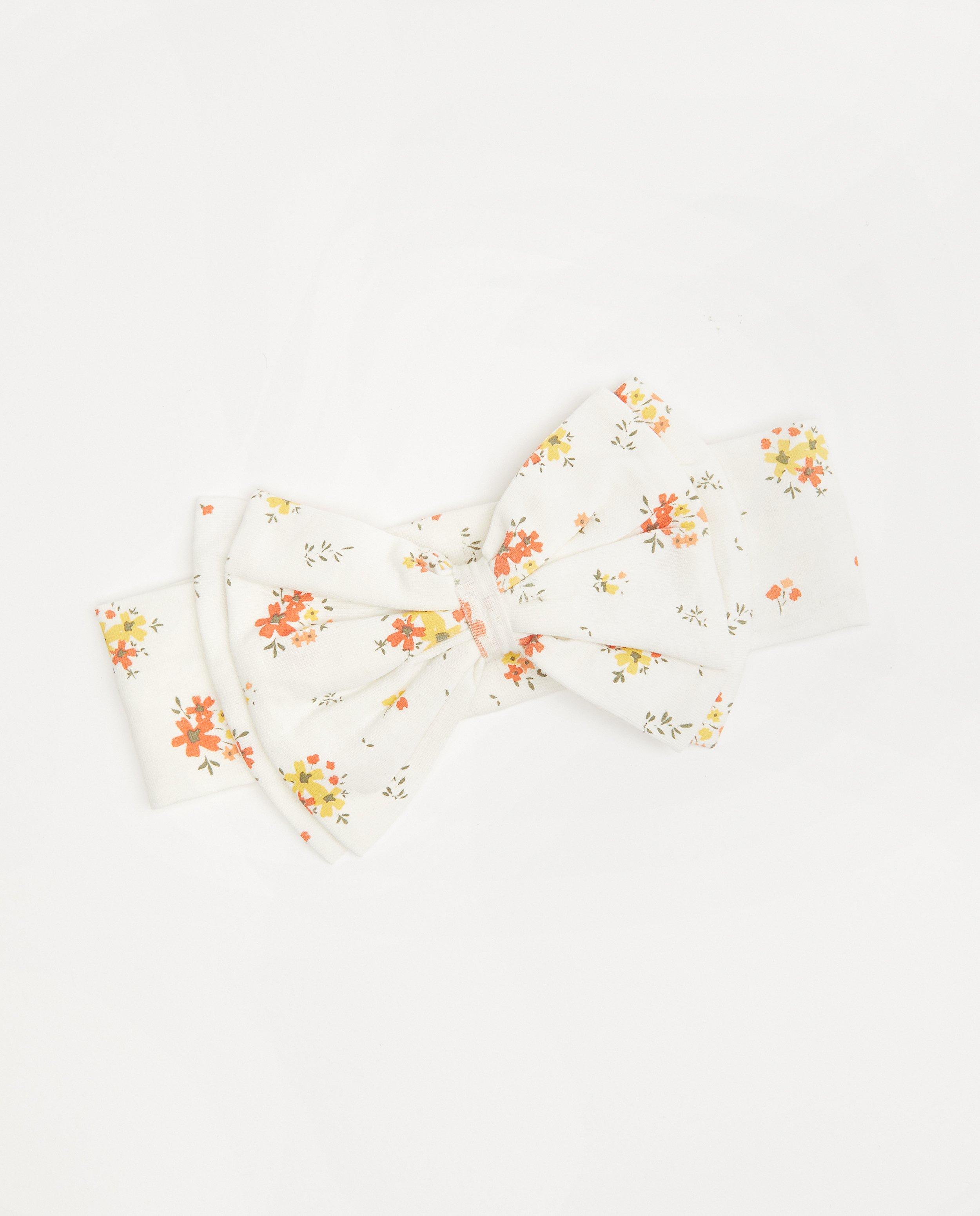 Bandeau blanc avec nœud - et imprimé fleuri - Cuddles and Smiles