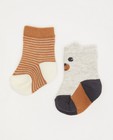 Lot de 2 paires de chaussettes pour bébés - à rayures et avec un chien - Newborn 50-68