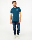 Biokatoenen T-shirt in blauw - met print - Quarterback