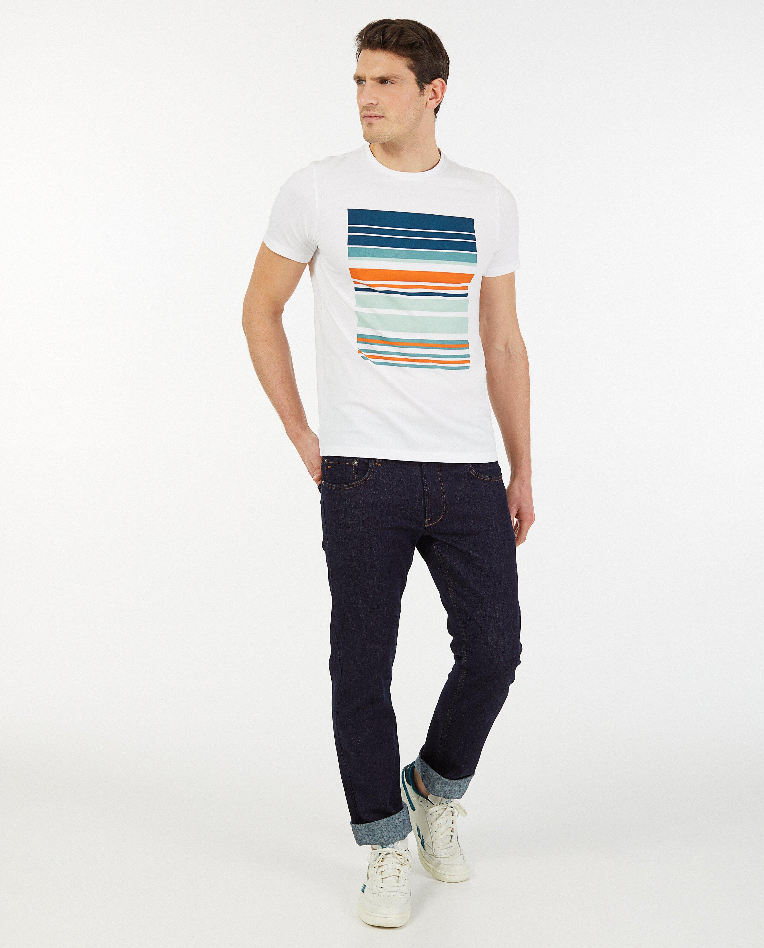 Biokatoenen T-shirt met strepen - stretch - Quarterback