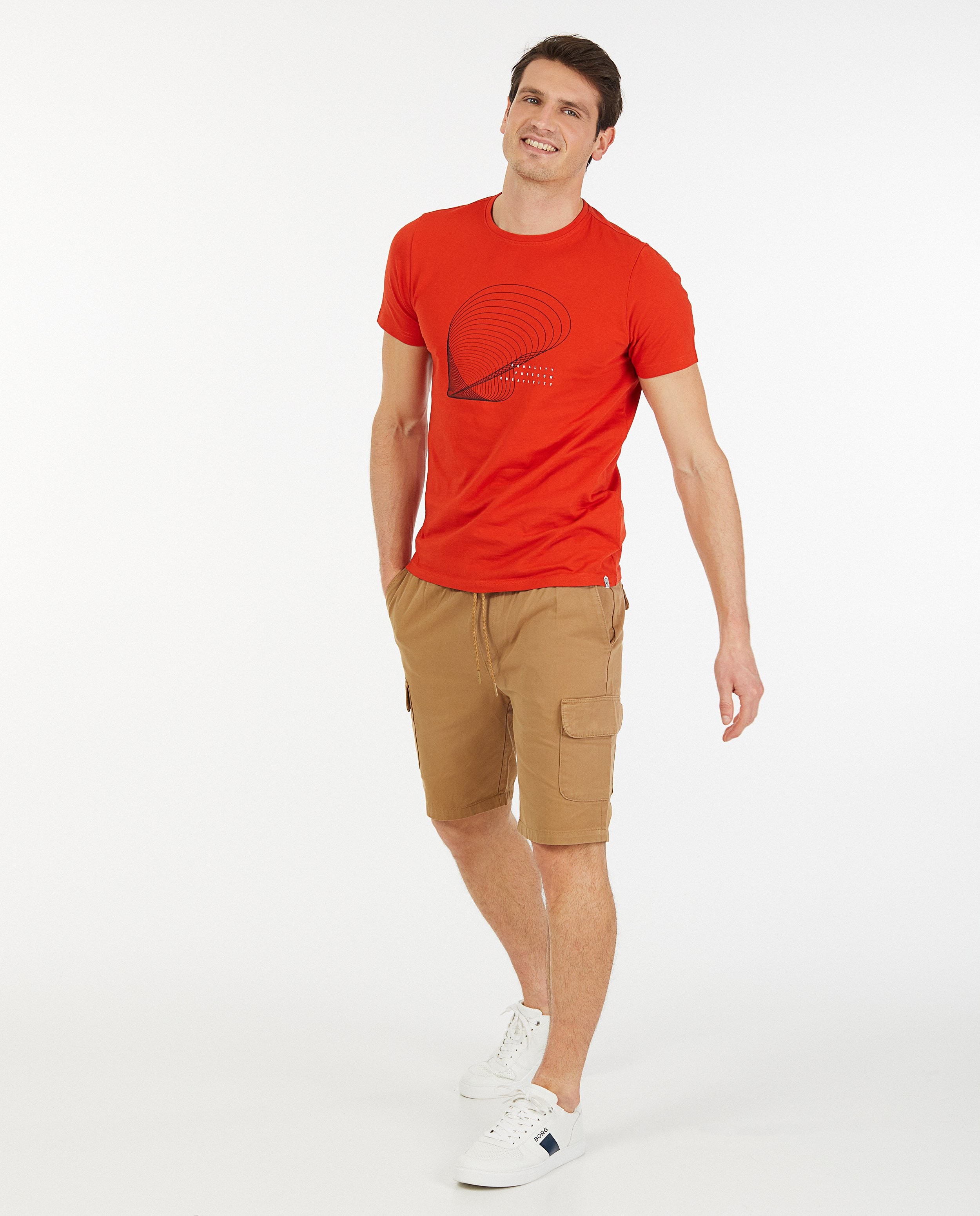 Biokatoenen T-shirt met print - in rood - Quarterback