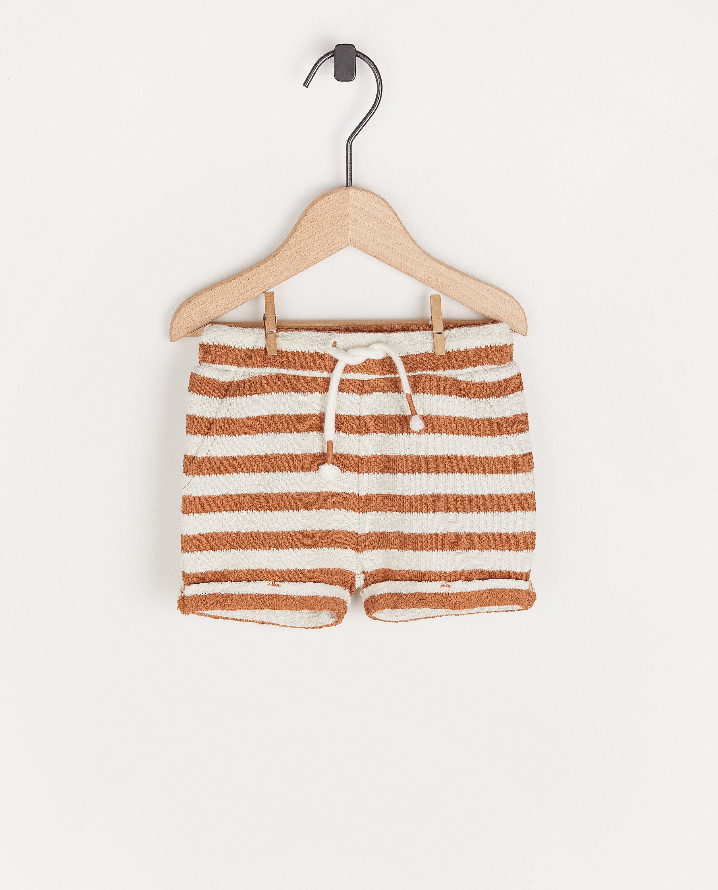 Short blanc à rayures brunes - et structure - Cuddles and Smiles