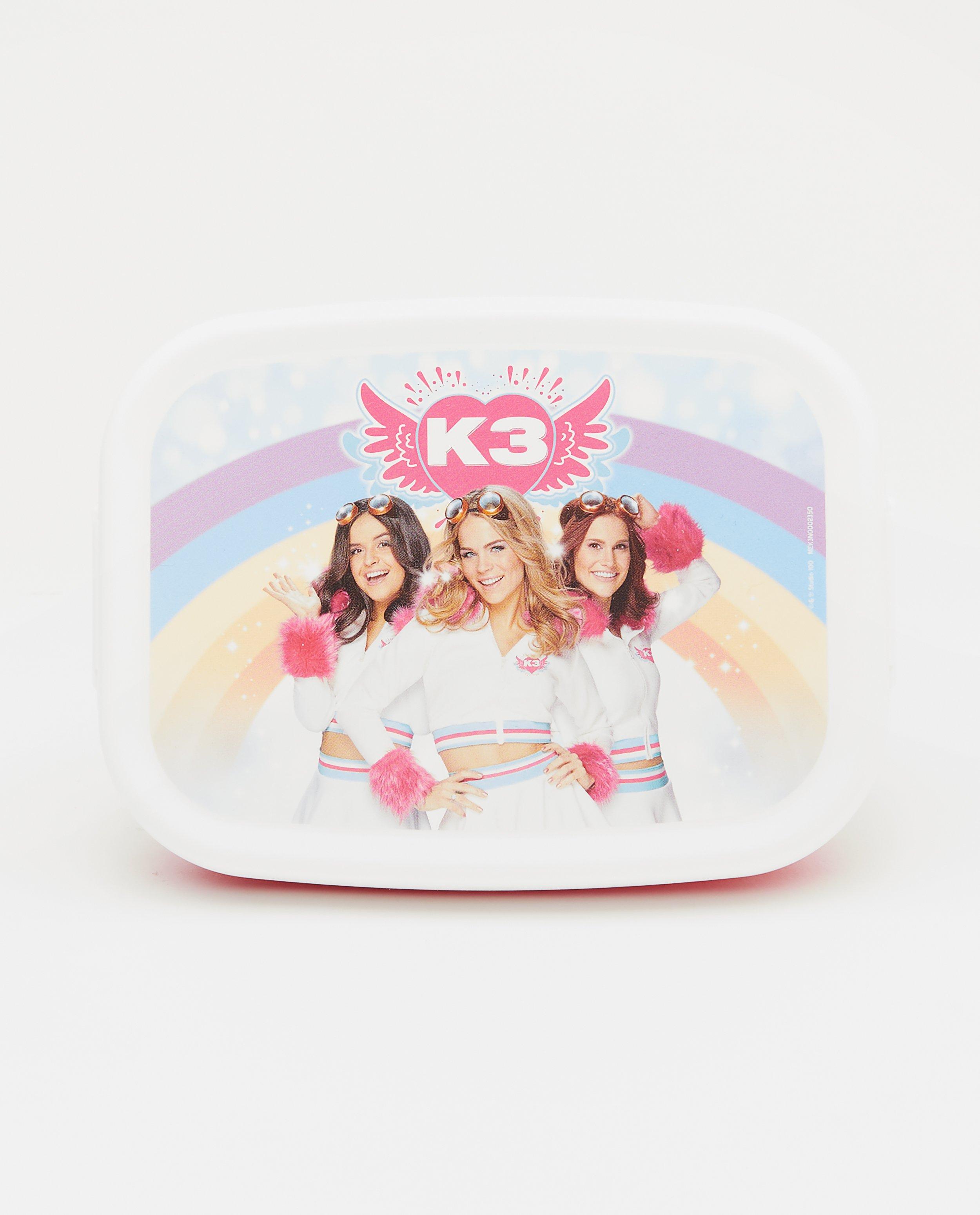 Roze boterhamdoos met print K3 - met verdeler - K3