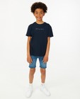 Donkerblauw T-shirt met print BESTies - stretch - Besties