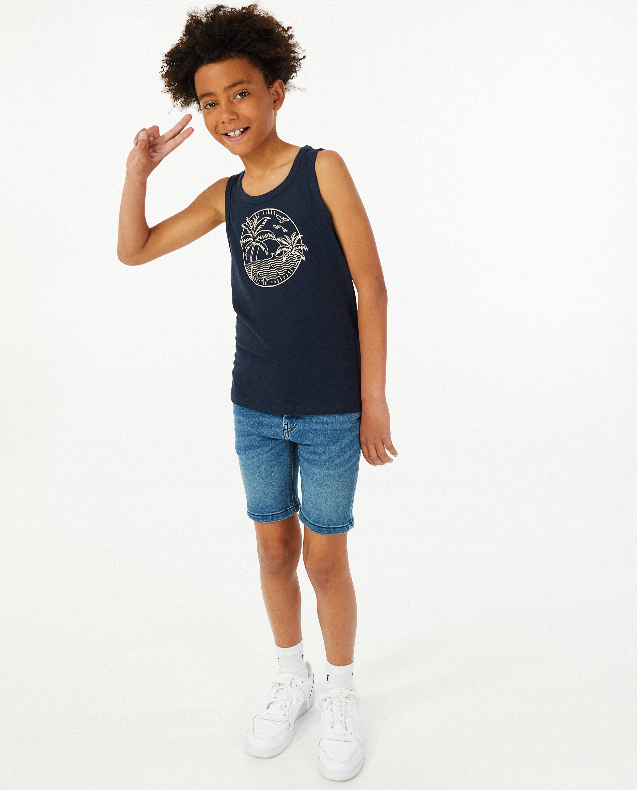 Groene tanktop met print BESTies - stretch - Besties