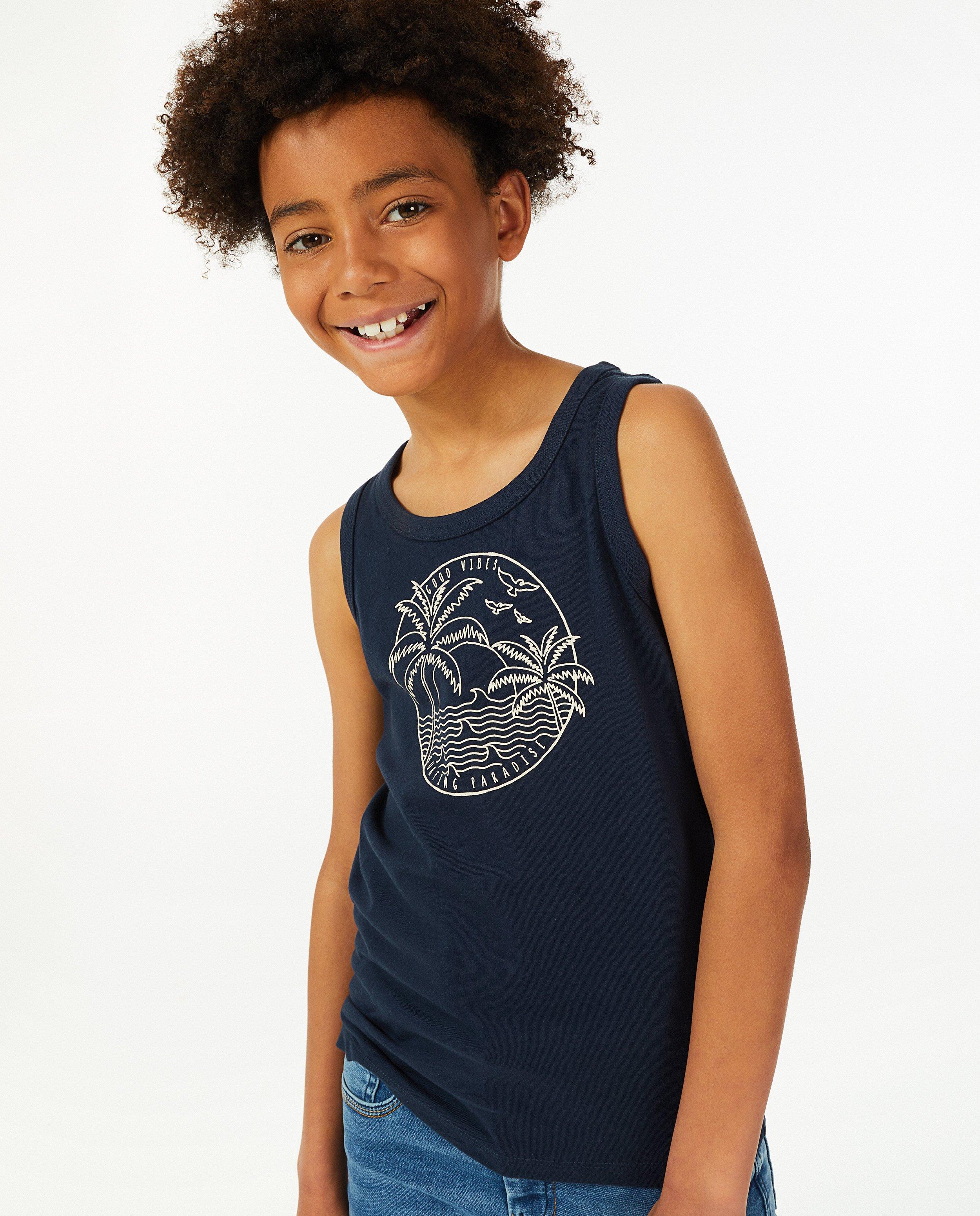 T-shirts - Groene tanktop met print BESTies