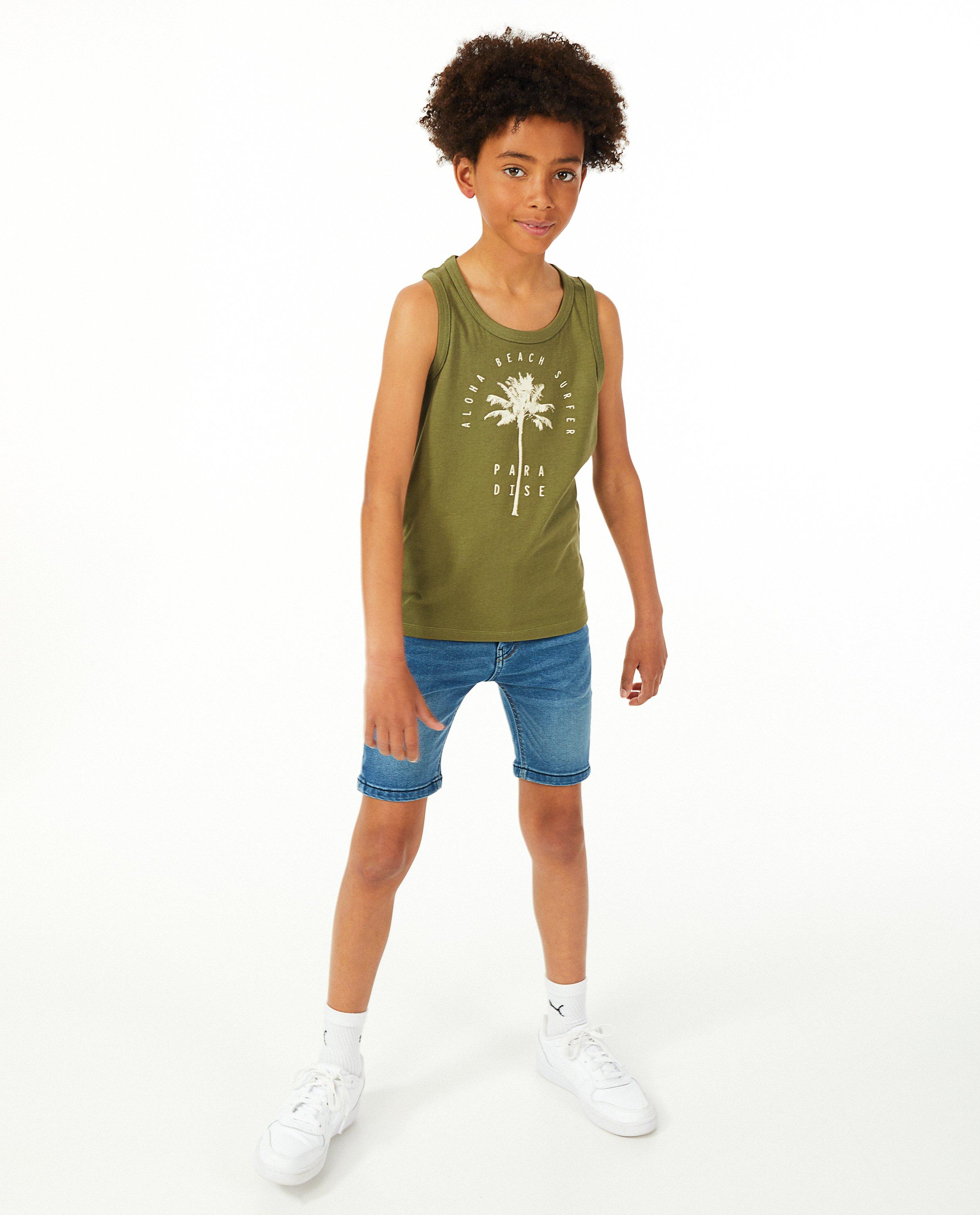 Groene tanktop met print BESTies - stretch - Besties