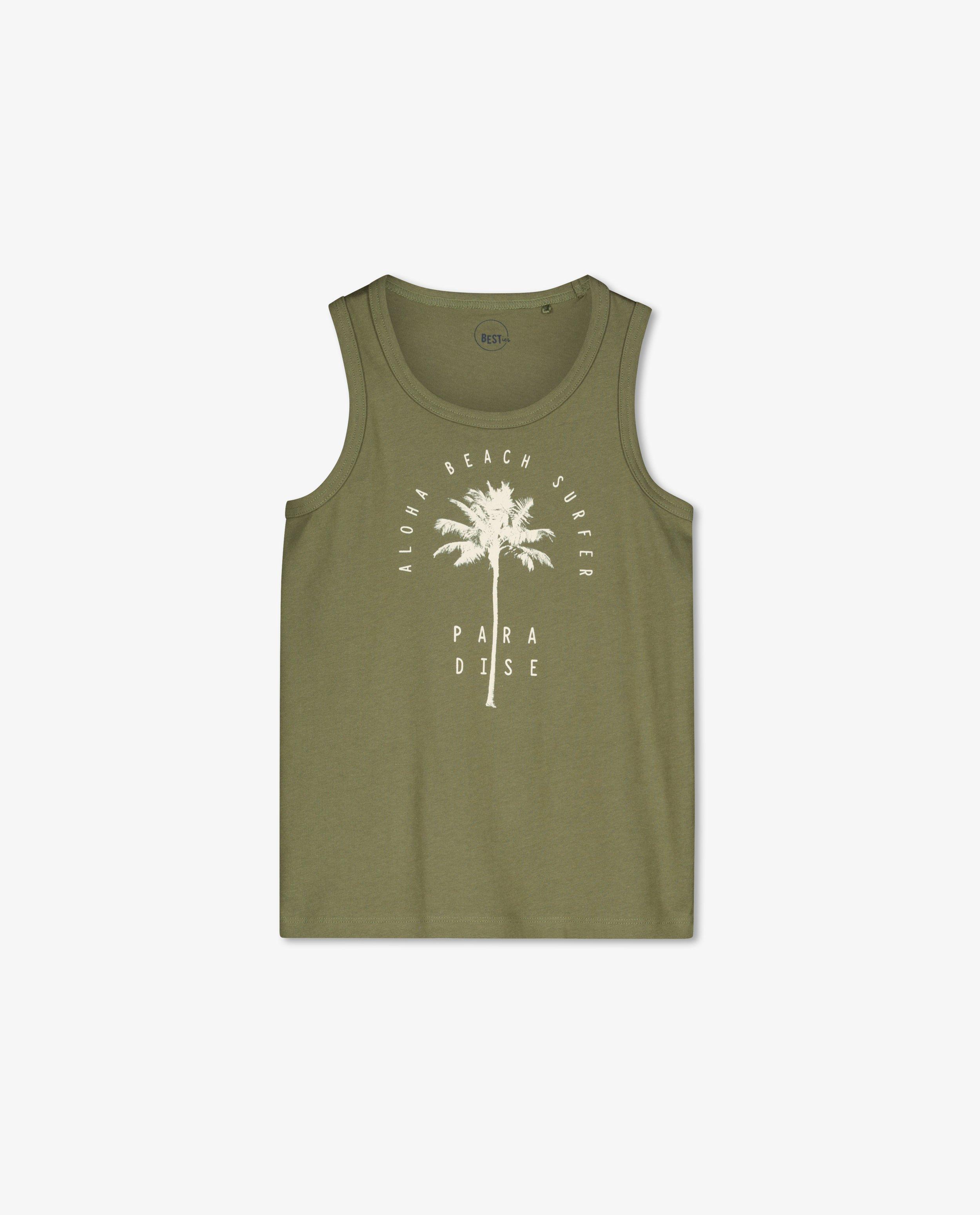 T-shirts - Groene tanktop met print BESTies