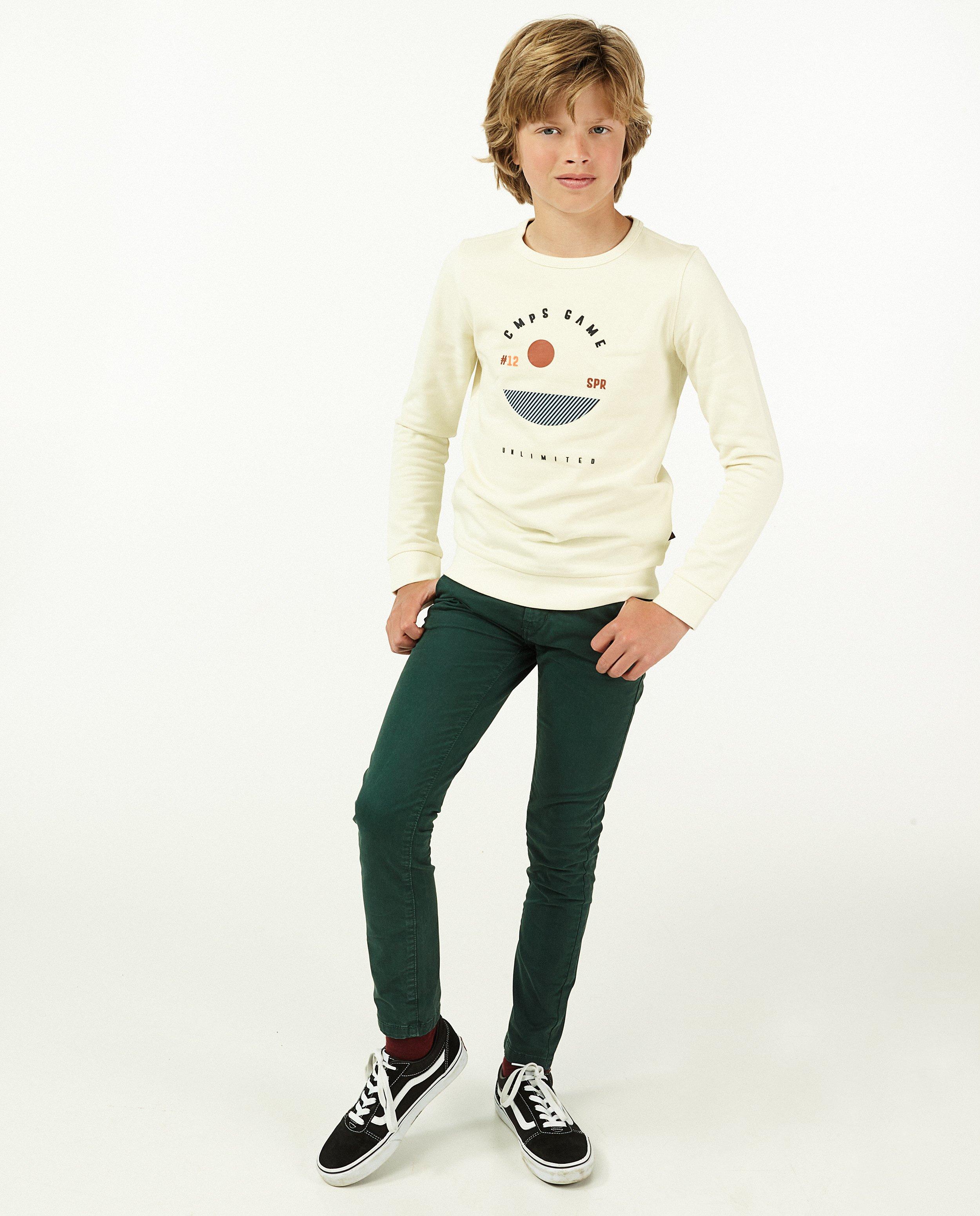 Donkergroene chino, 9 -15 jaar - stretch - Fish & Chips