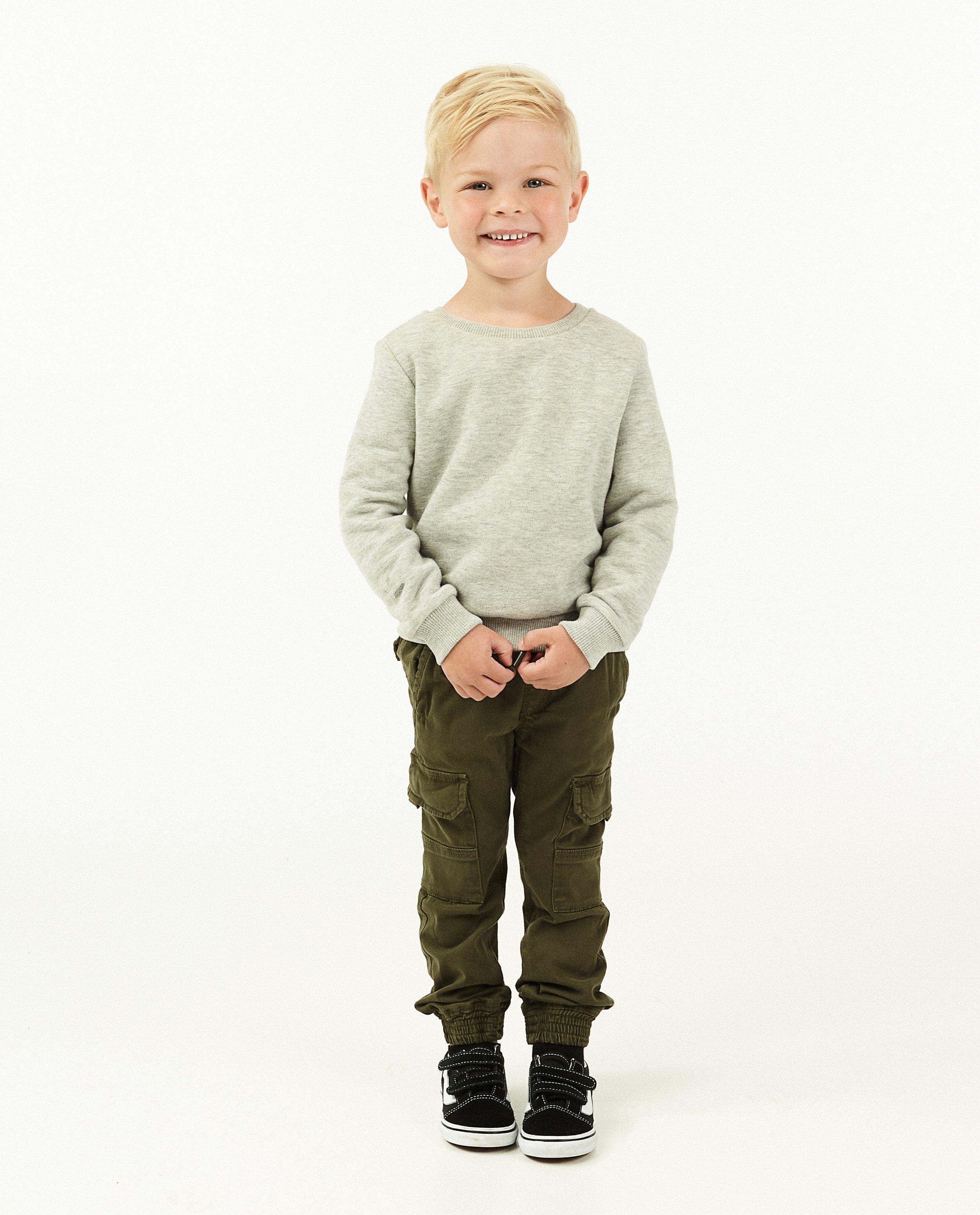 Pantalon cargo vert foncé, 2-7 ans - avec des smocks - Kidz Nation