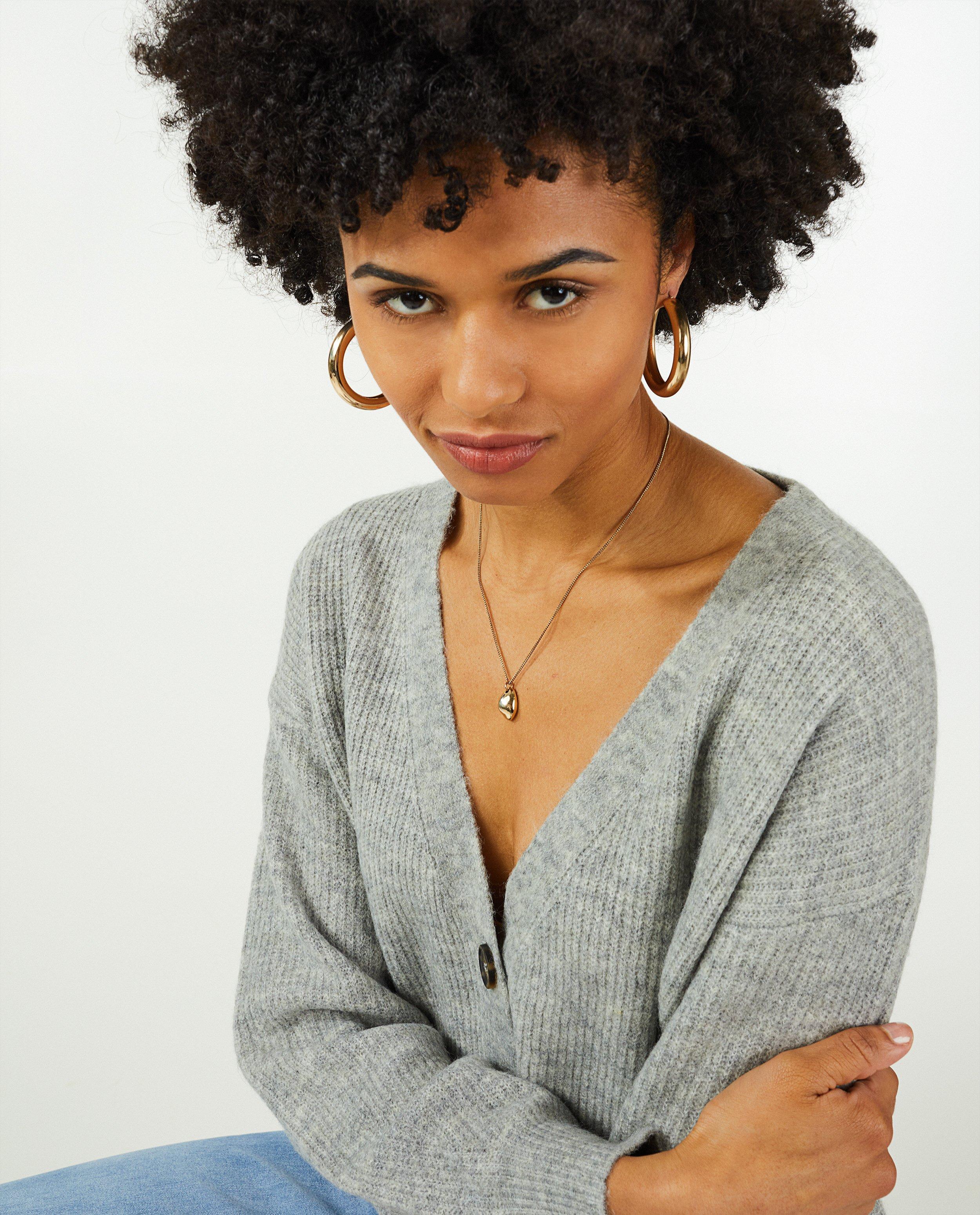 Gebreide cardigan in beige Sora - met V-hals - Sora