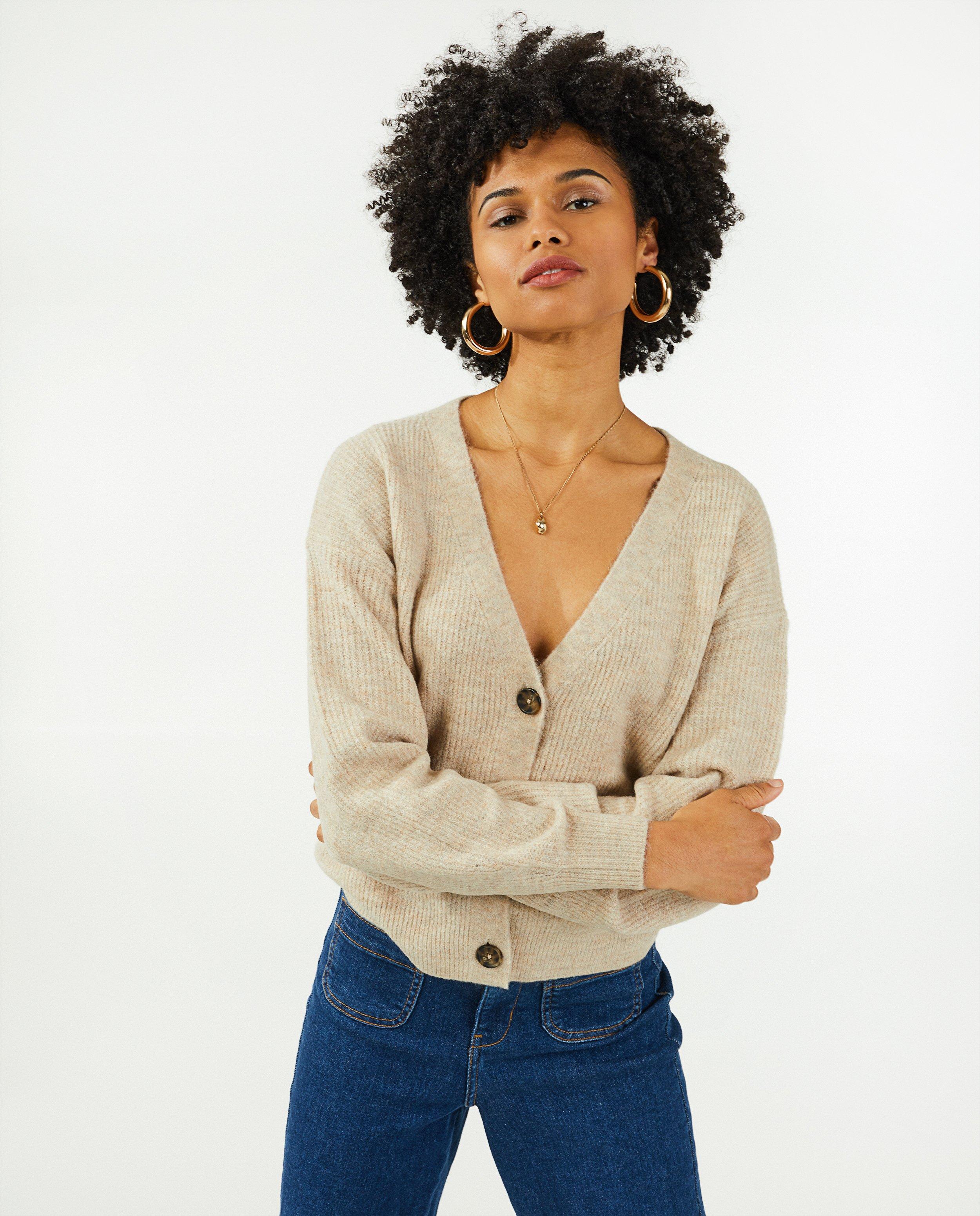 Cardigans - Gebreide cardigan in beige Sora