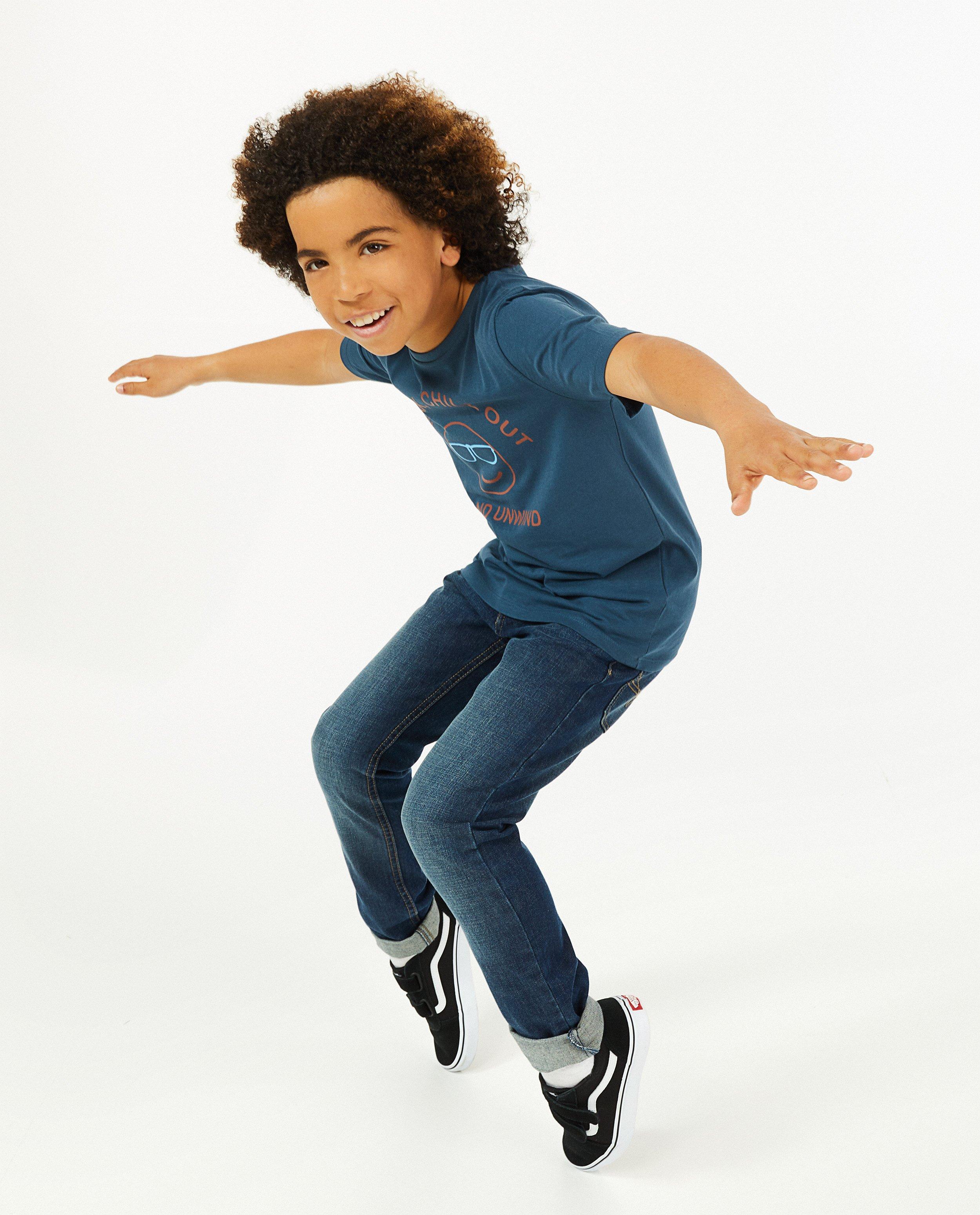 T-shirt bleu à imprimé BESTies - avec du stretch - Besties