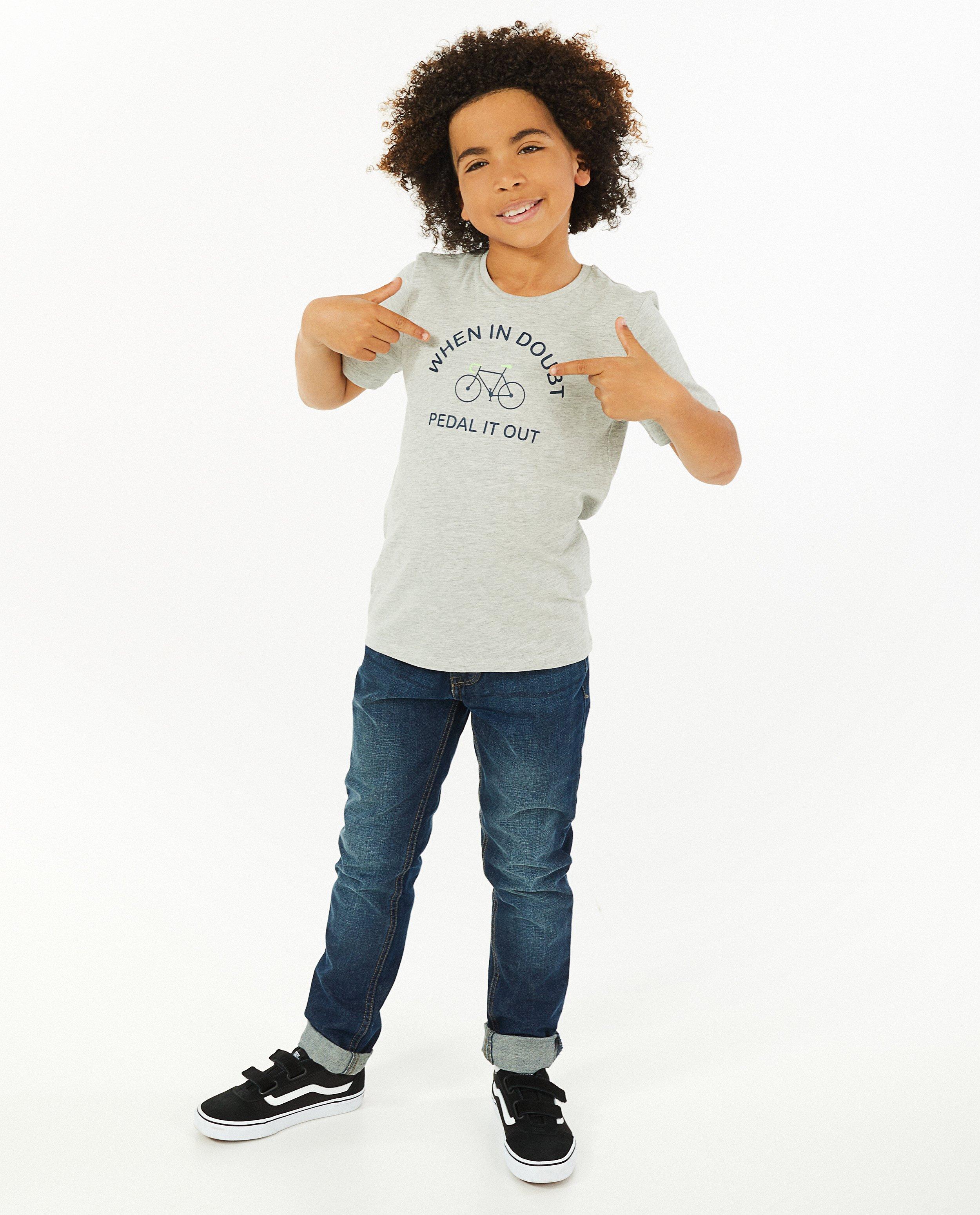 Grijs T-shirt met print BESTies - stretch - Besties