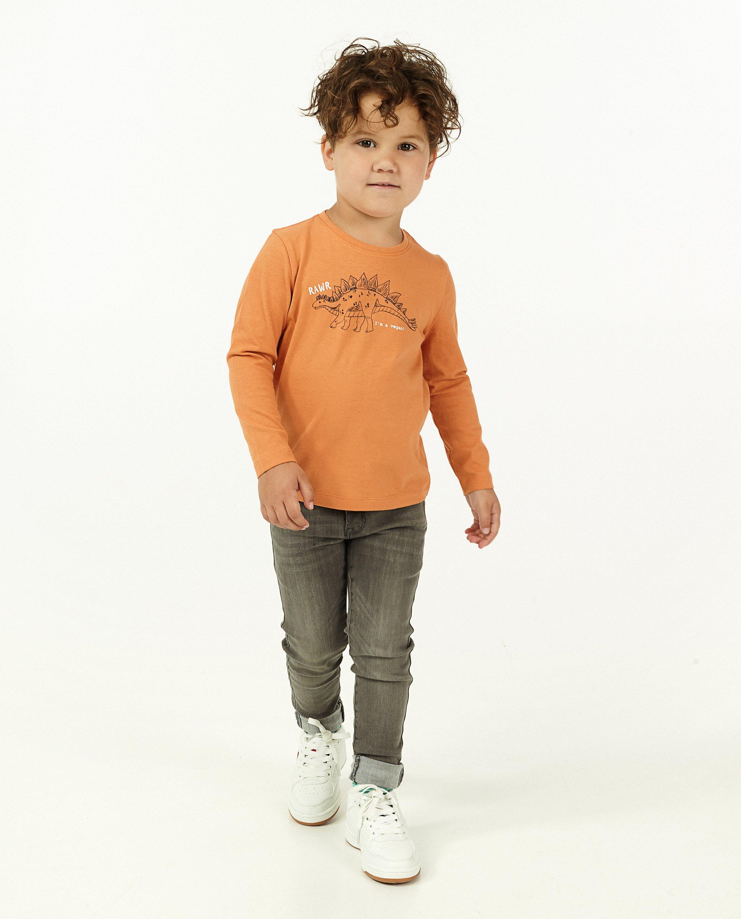 T-shirt orange à manches longues, imprimé BESTies - avec du stretch - Besties