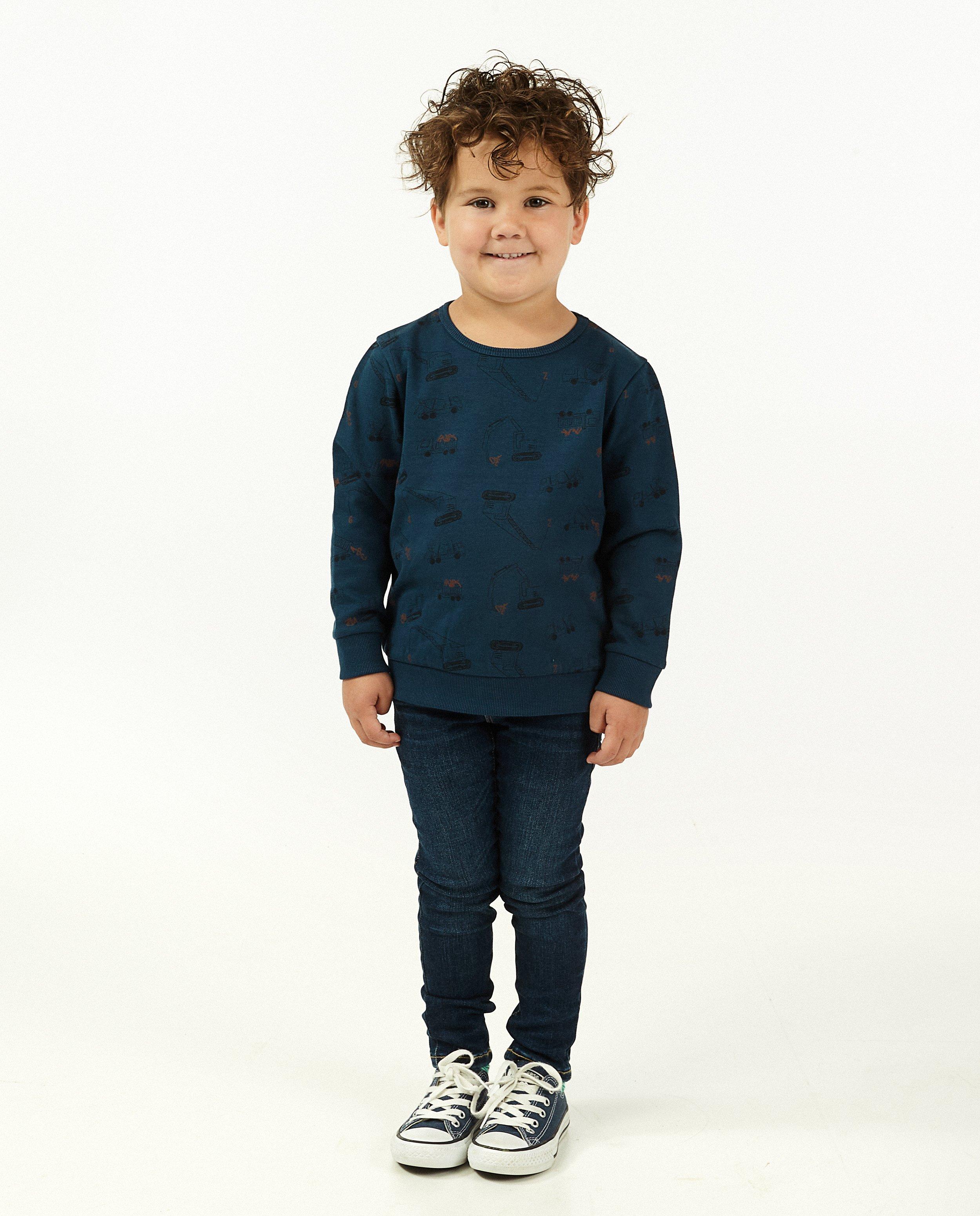 Sweat bleu, imprimé BESTies - sur toute la surface - Besties