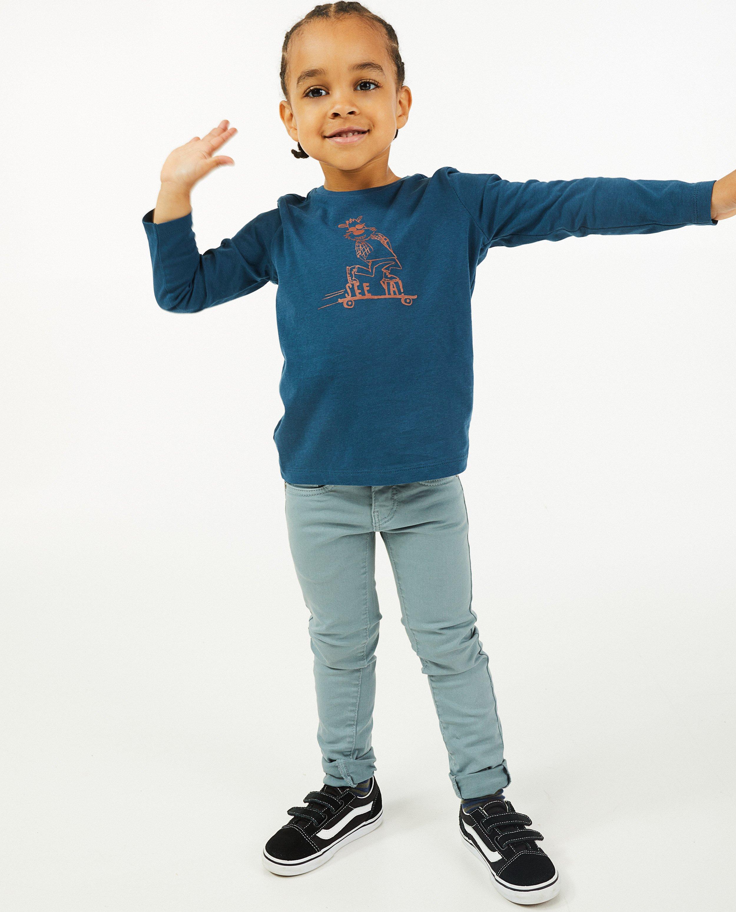 T-shirt brun à manches longues, imprimé BESTies - avec du stretch - Besties