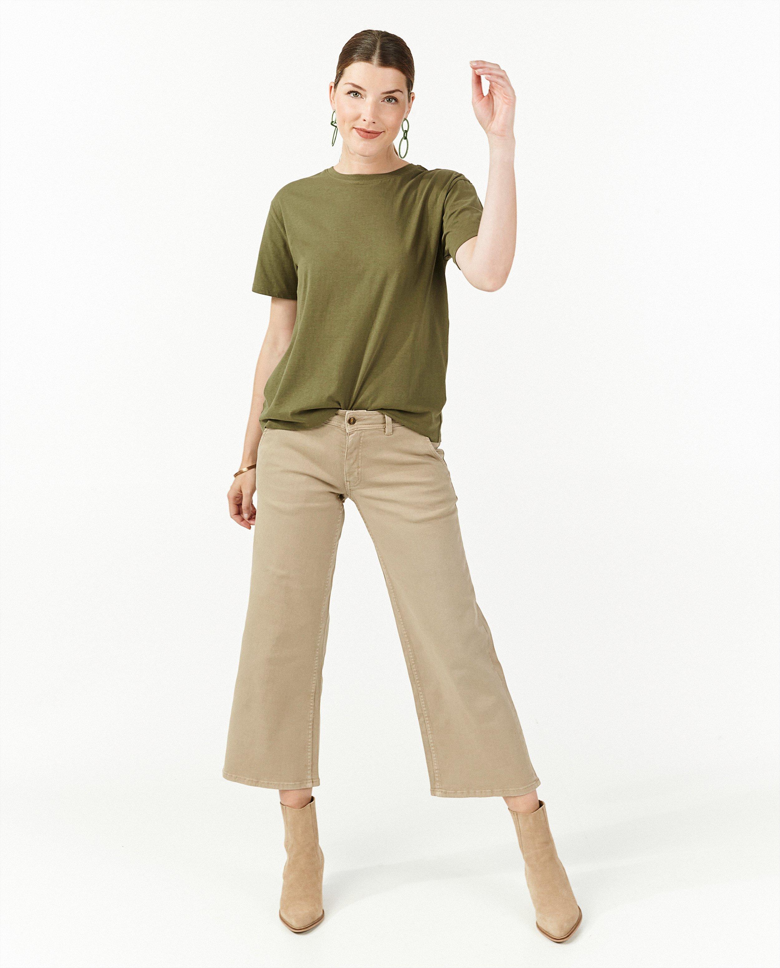 T-shirt kaki en coton bio Sora - avec du stretch - Sora