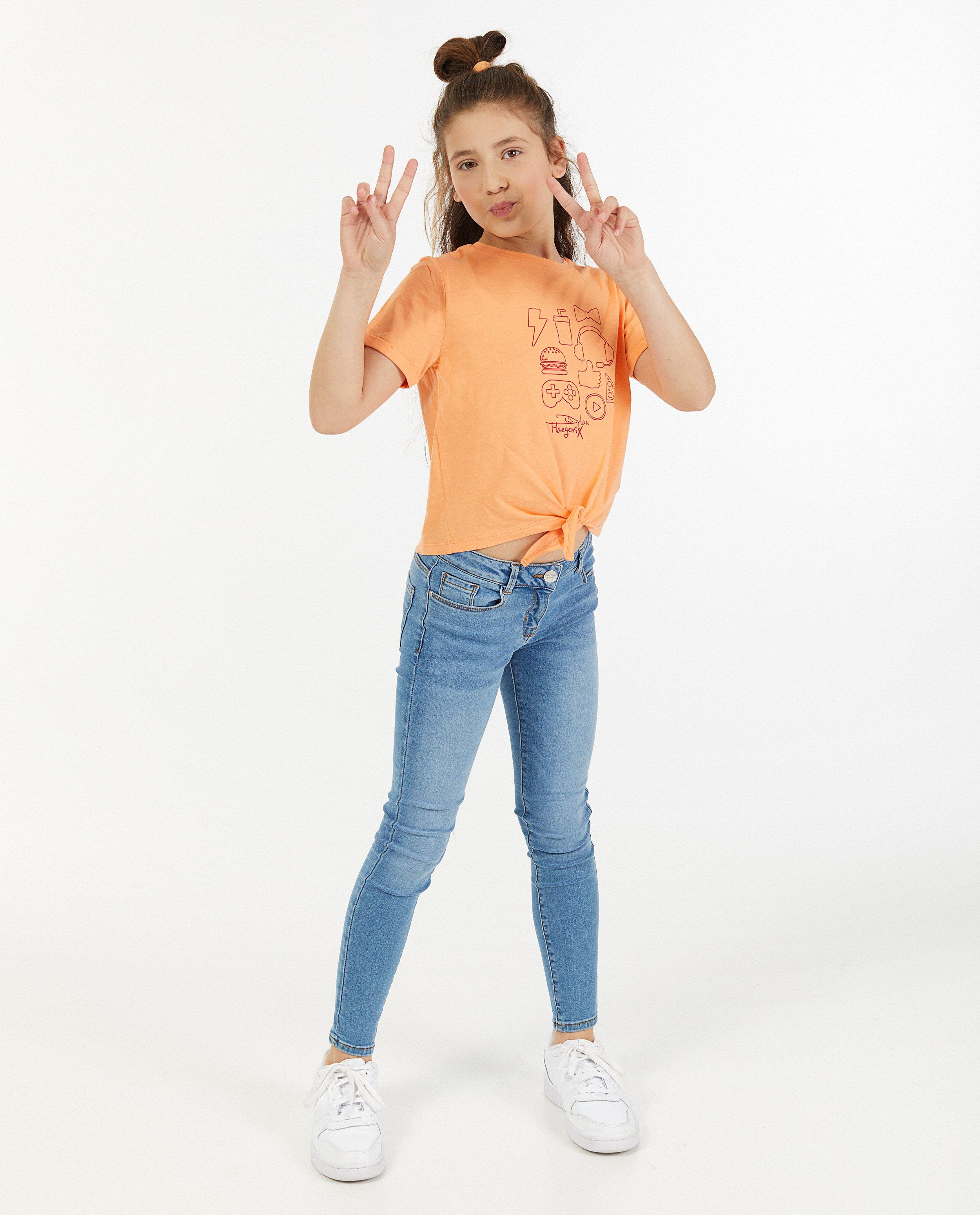 T-shirt orange avec imprimé Dylan Haegens - avec détail noué - Dylan Haegens