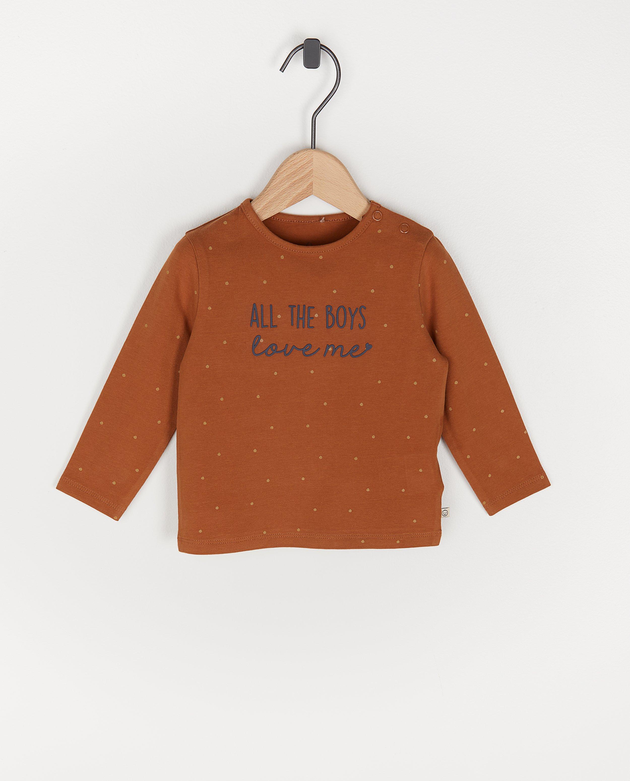 Biokatoenen longsleeve met opschrift - stretch - Cuddles and Smiles