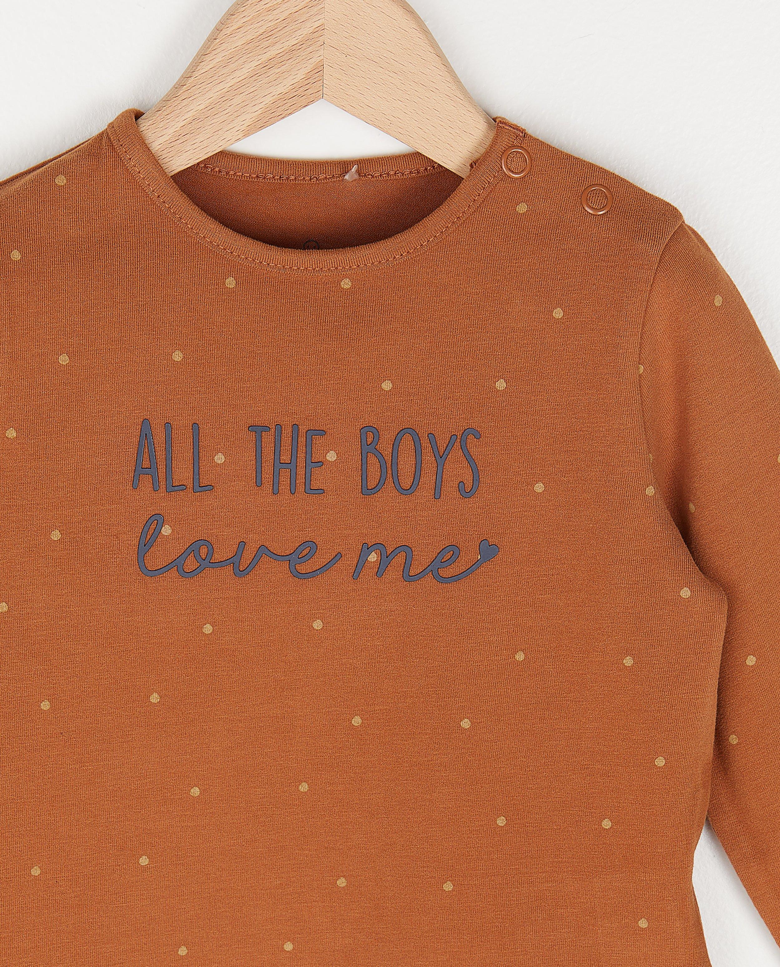 T-shirts - Biokatoenen longsleeve met opschrift