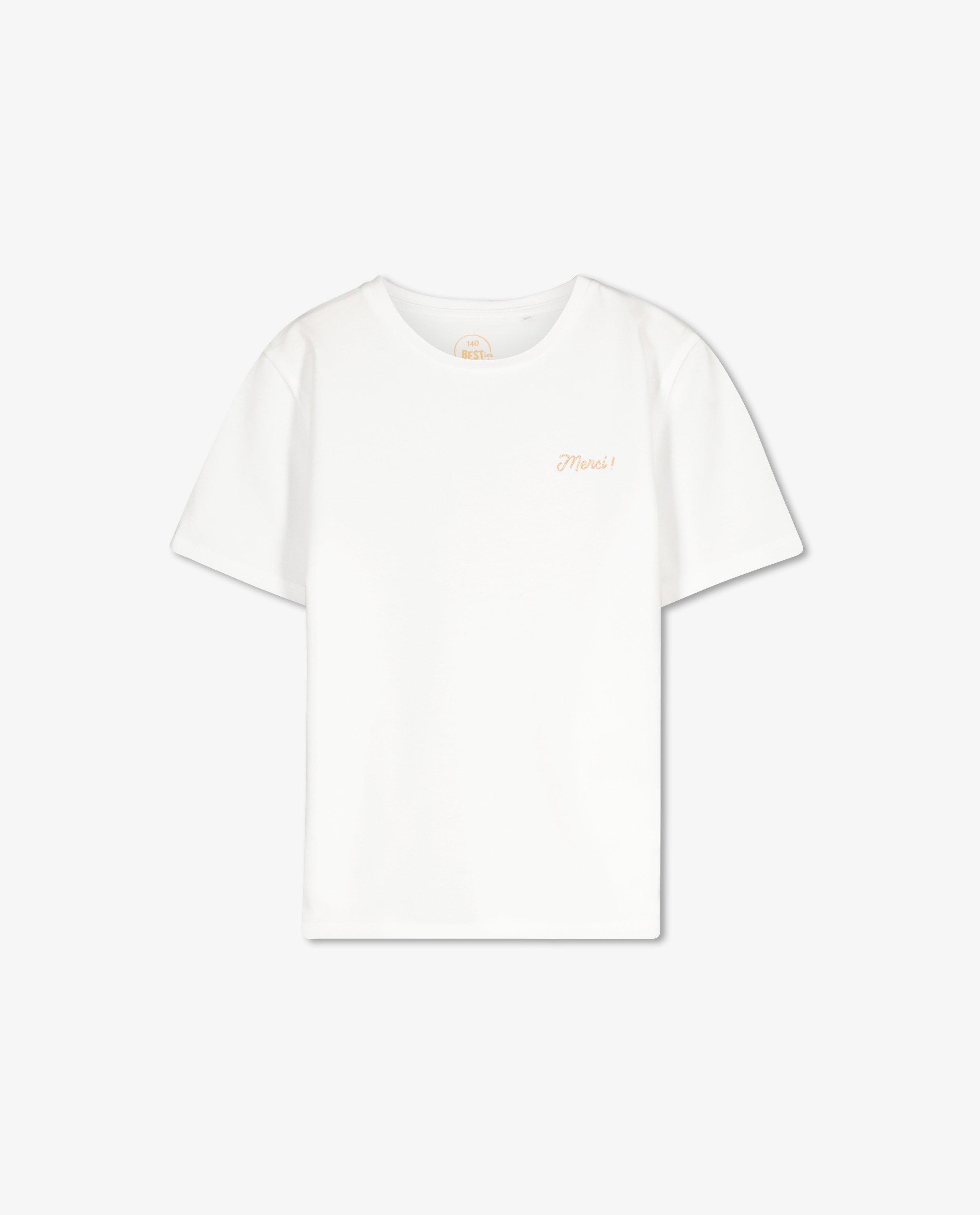 T-shirts - Wit T-shirt met glitter BESTies