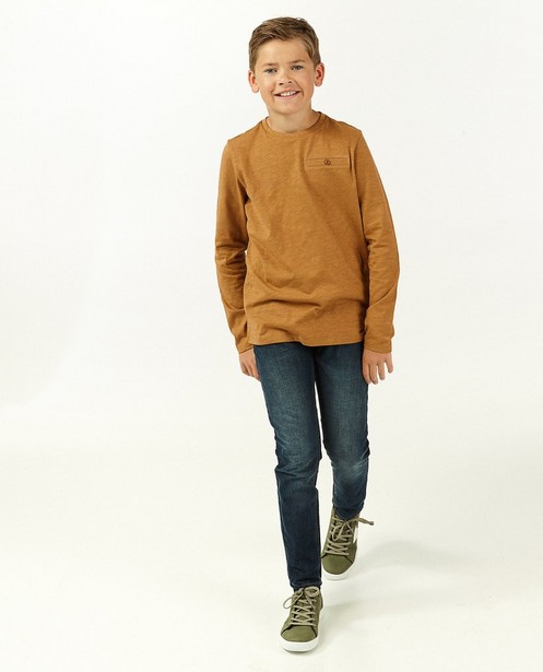 T-shirt à manches longues en coton bio, 7-14 ans - avec une petite poche de poitrine - Fish & Chips