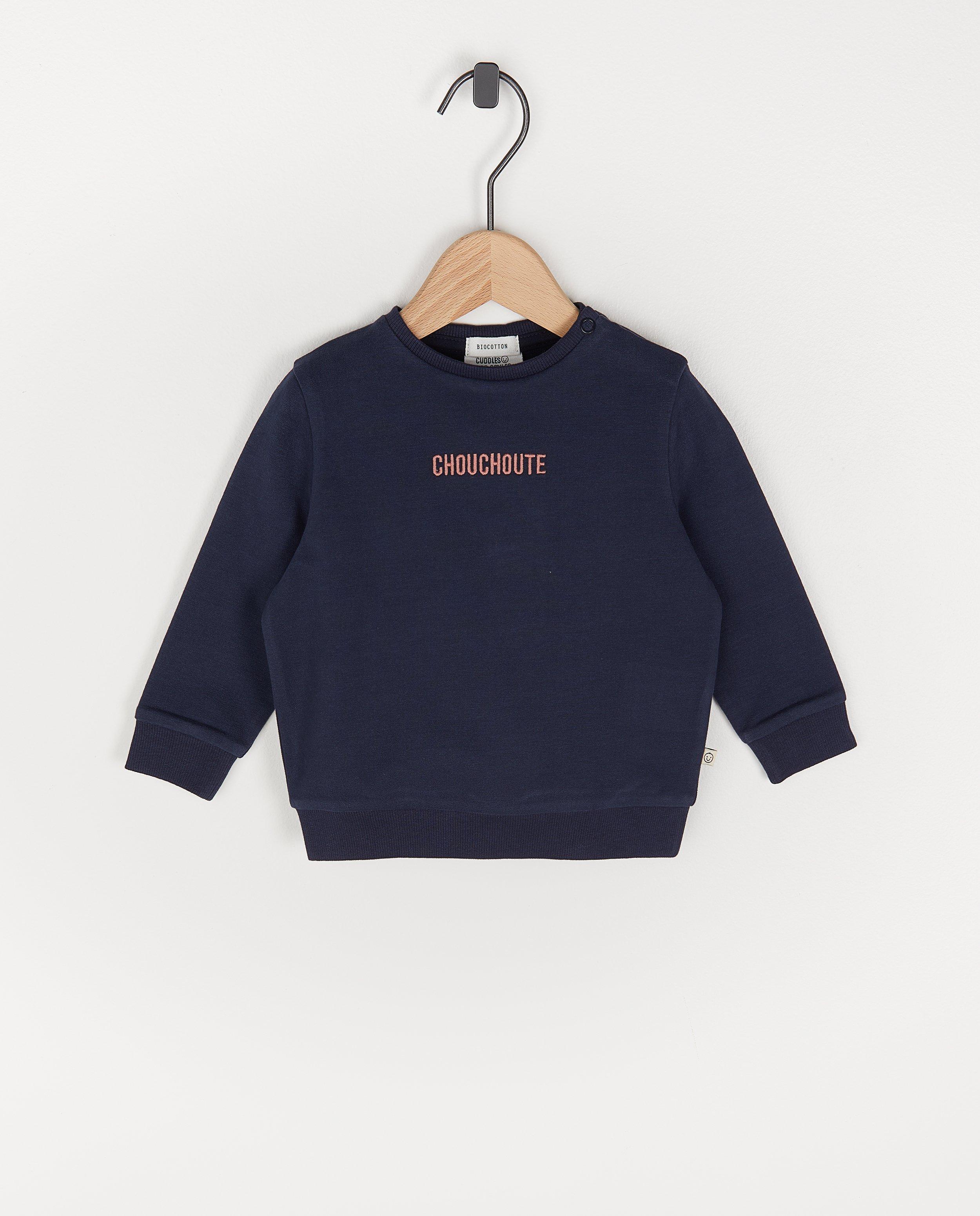 Sweat en coton bio avec une inscription (FR) - basique - Cuddles and Smiles