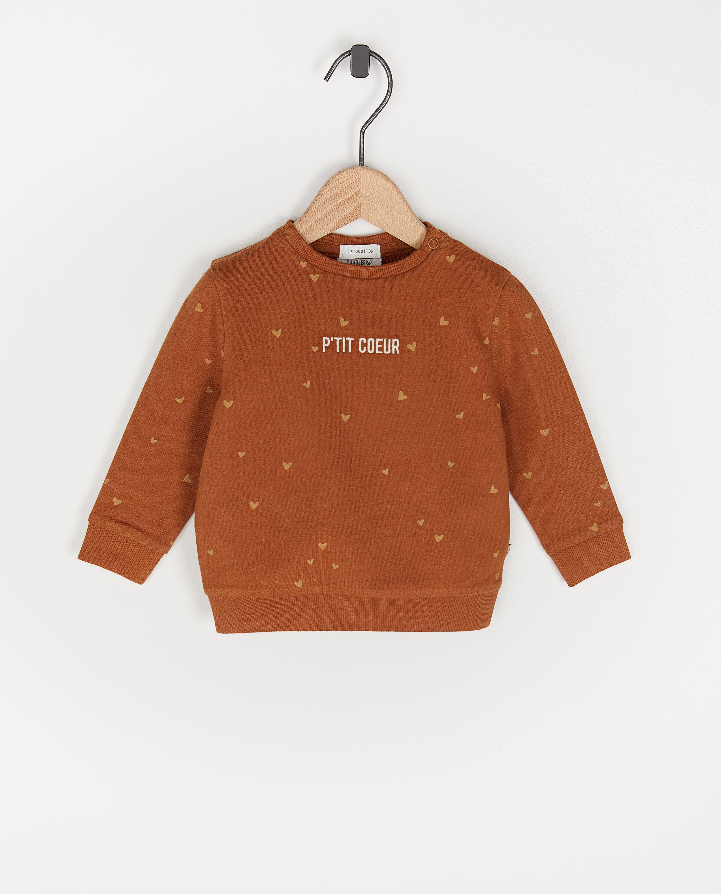 Sweat en coton bio avec une inscription (FR) - basique - Cuddles and Smiles