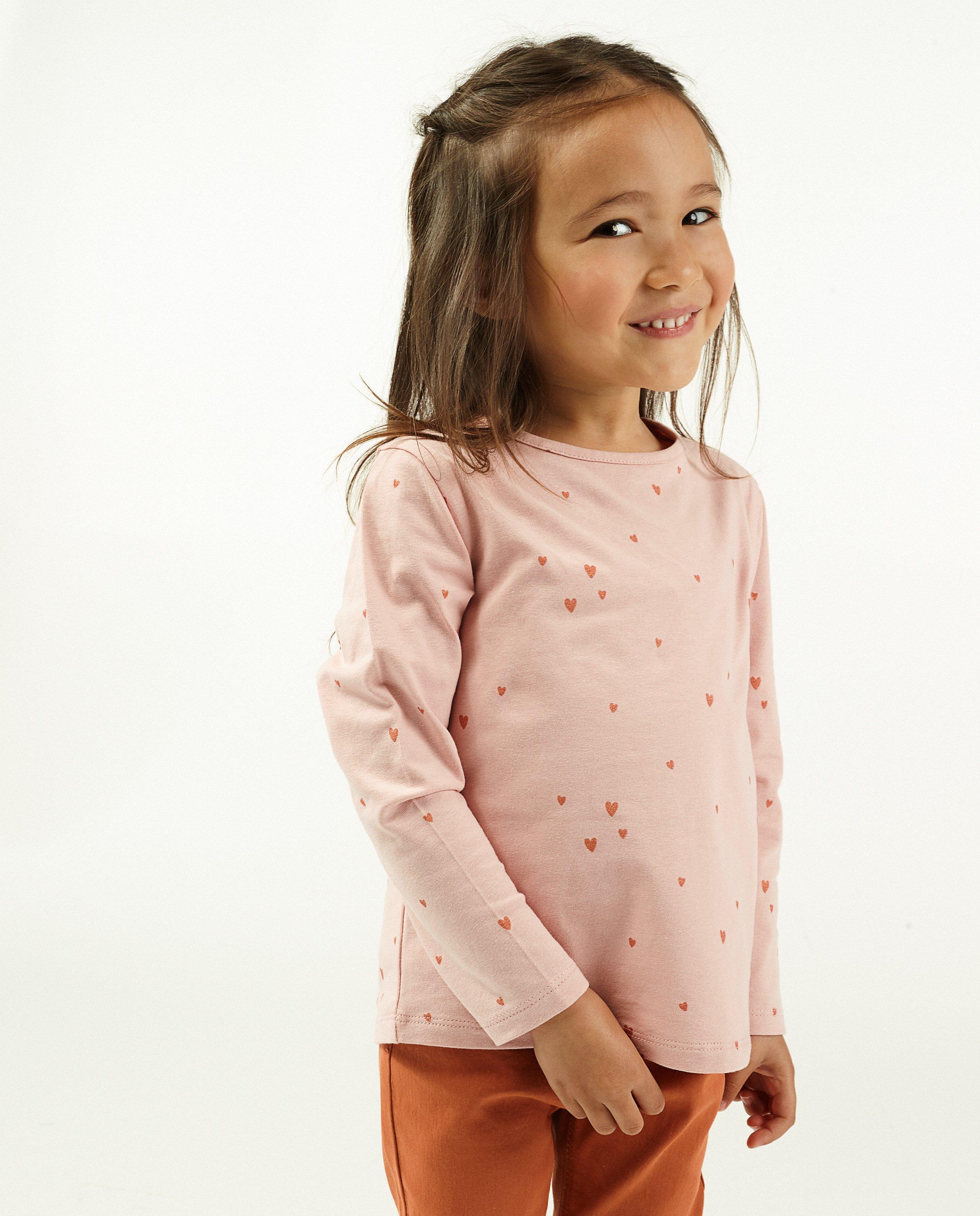 T-shirts - Biokatoenen longsleeve met hartjes