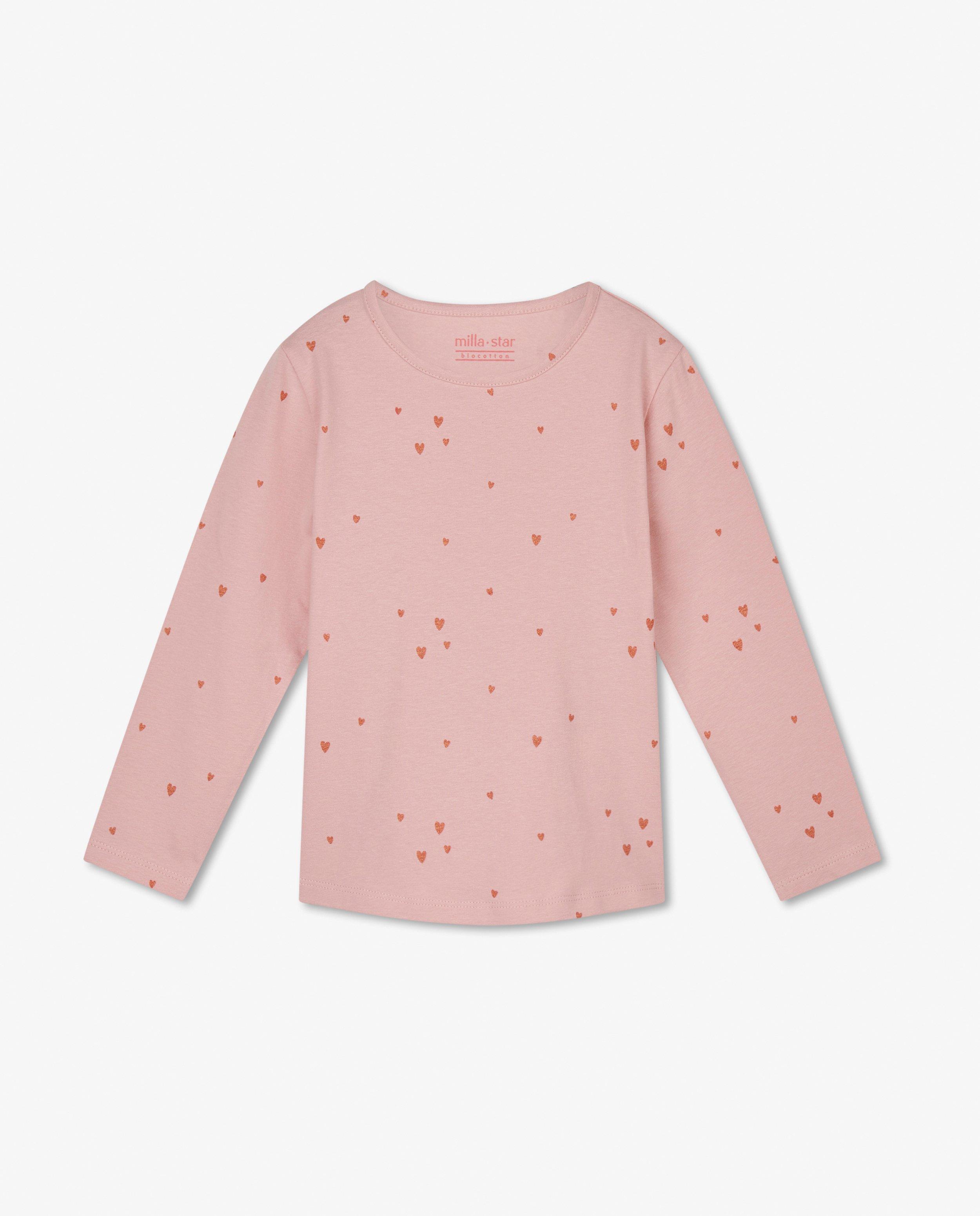 T-shirts - T-shirt à manches longues en coton bio avec des petits cœurs