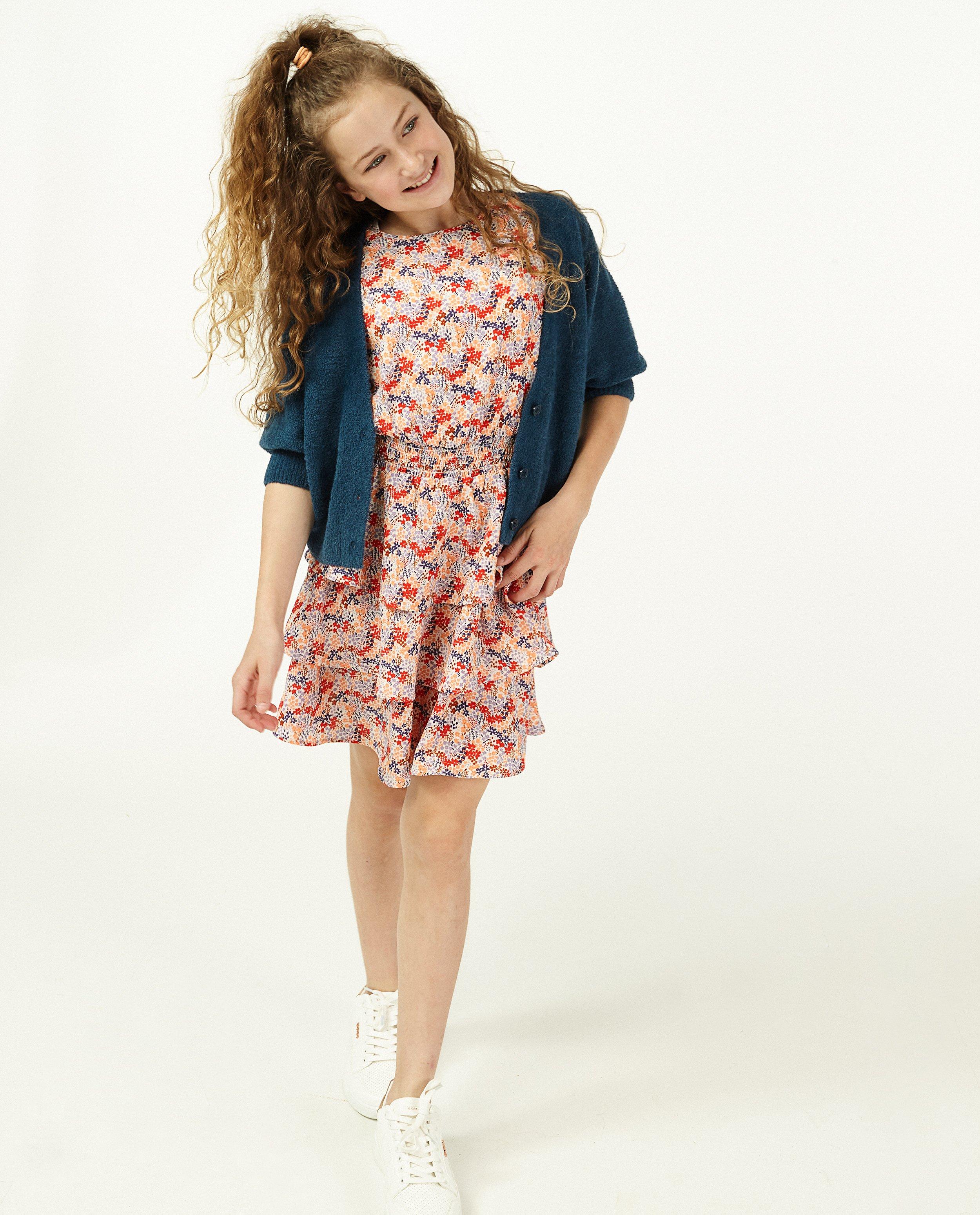 Oranje cardigan met ballonmouwen - gebreid - Fish & Chips