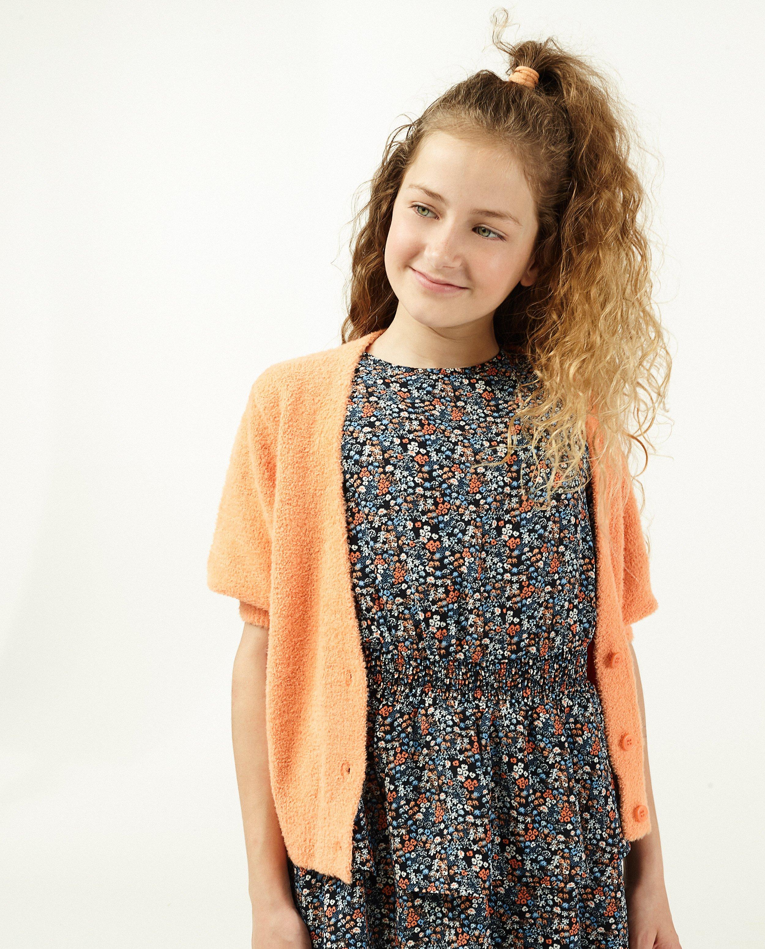 Cardigans - Oranje cardigan met ballonmouwen