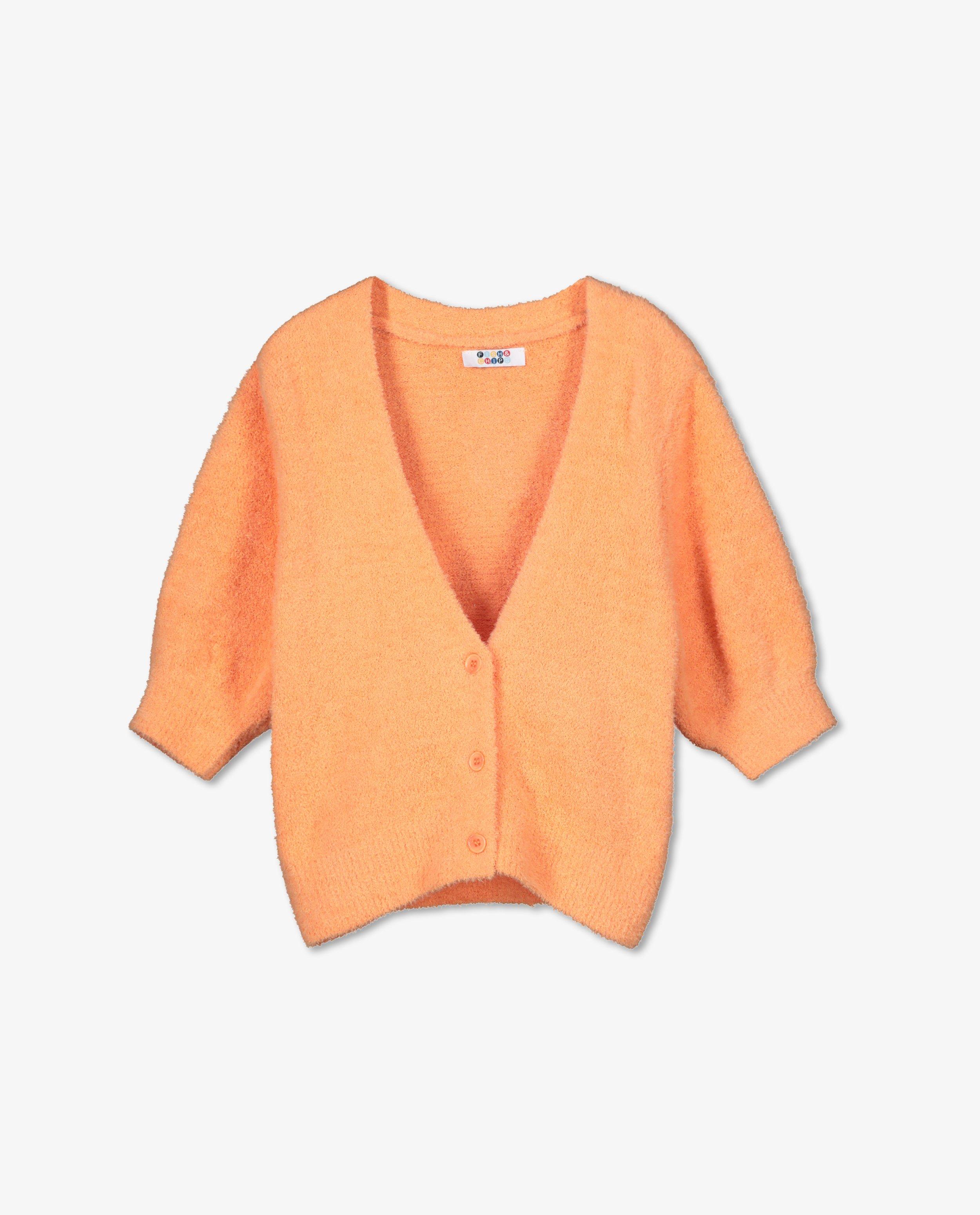 Cardigans - Oranje cardigan met ballonmouwen