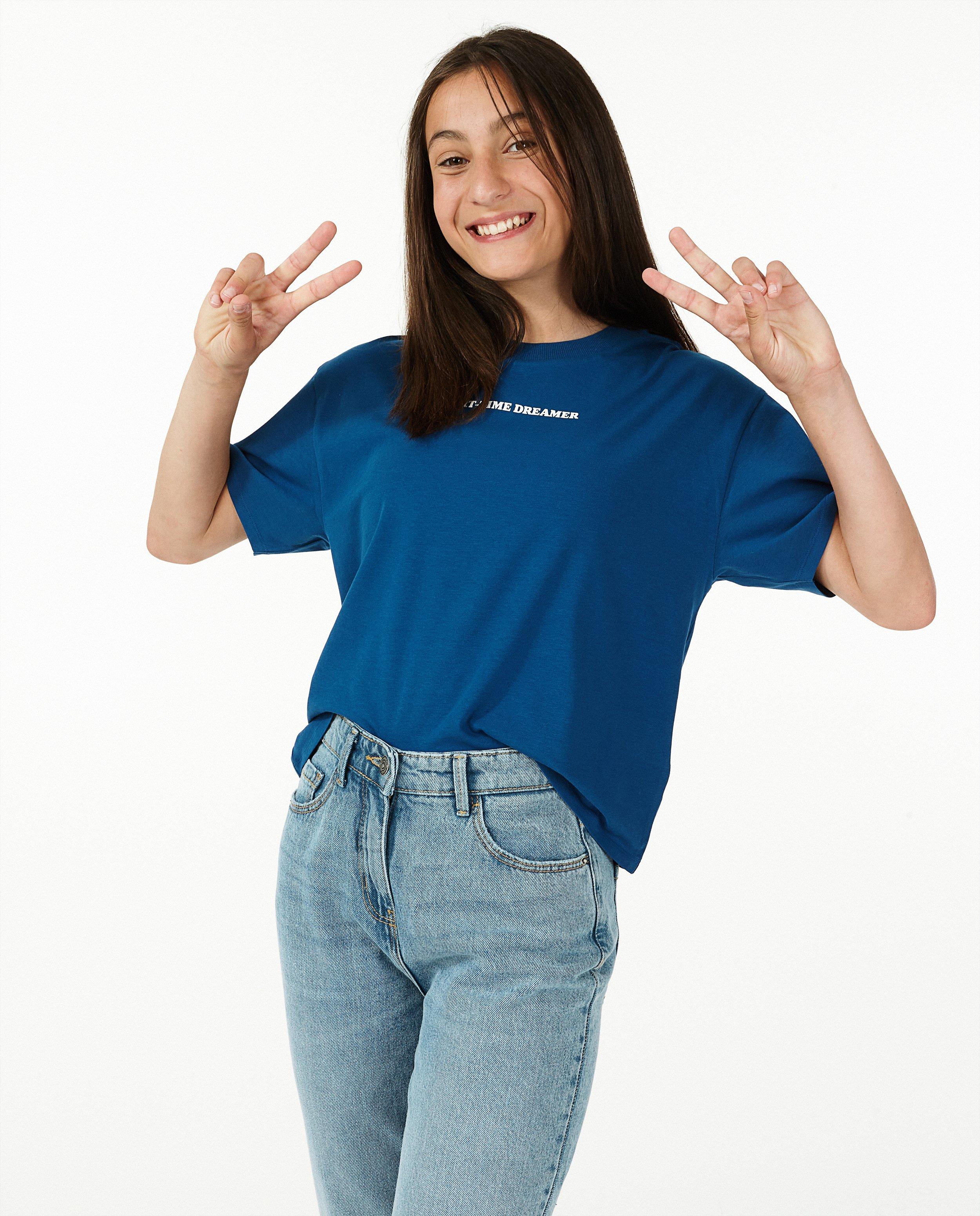 T-shirt en coton bio à inscription - bleu - Groggy
