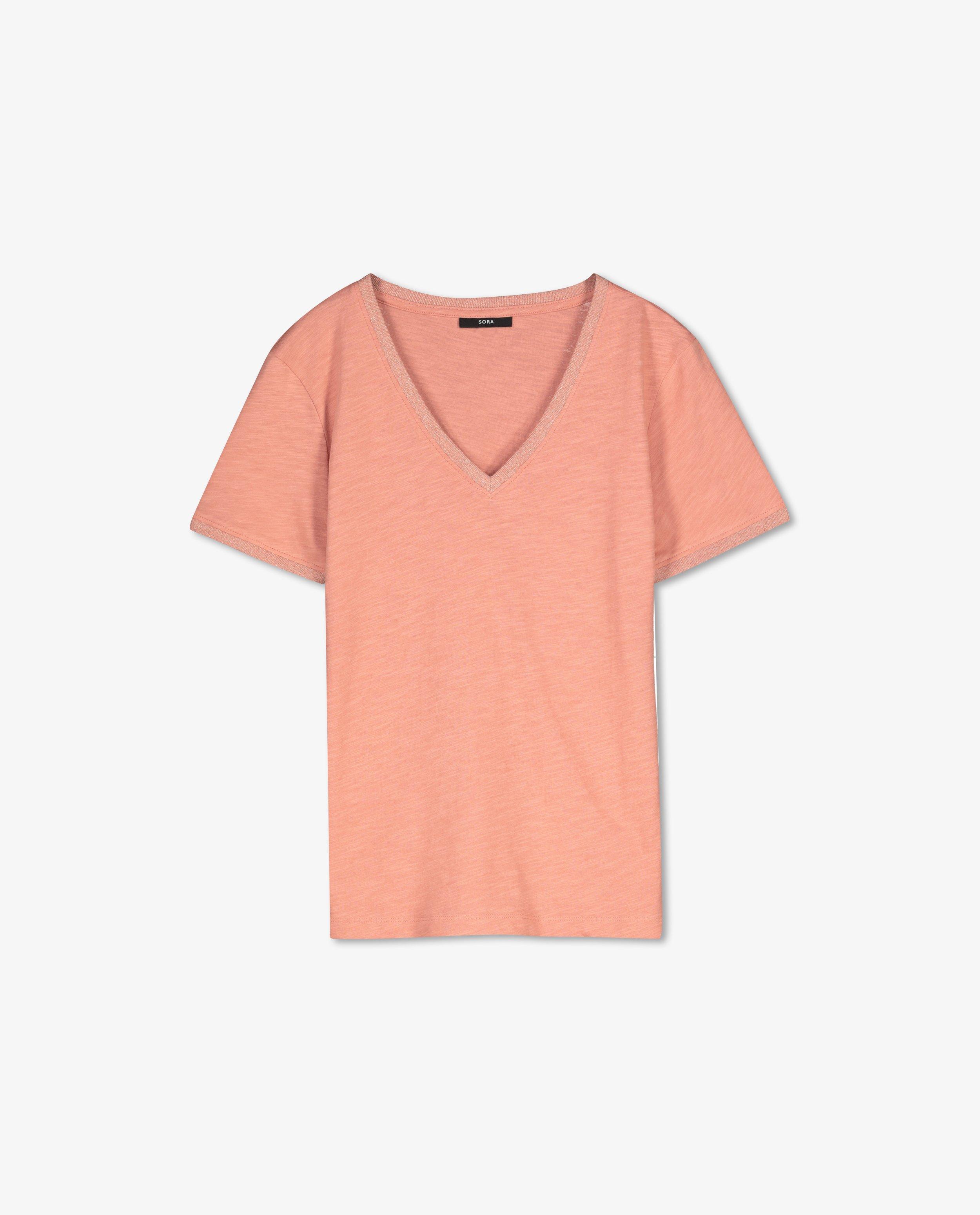 T-shirt en coton avec fil métallisé Sora - col en V - Sora