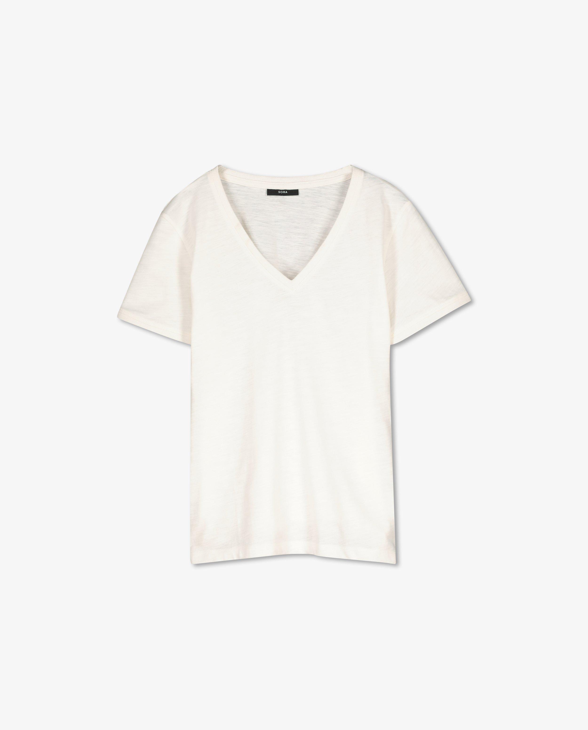 Katoenen T-shirt met metaaldraad Sora - met V-hals - Sora