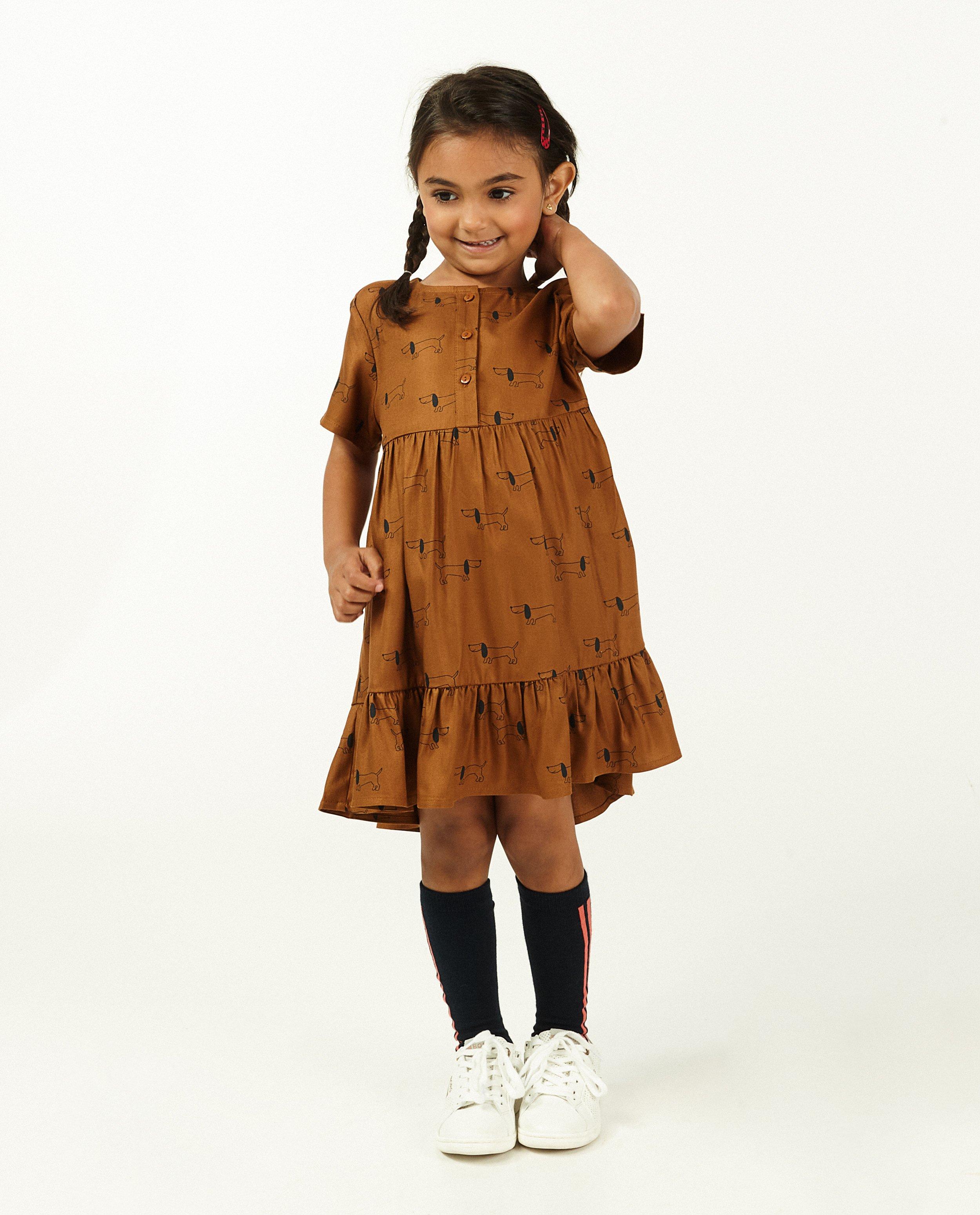 Bruine jurk met print BESTies - null - Besties