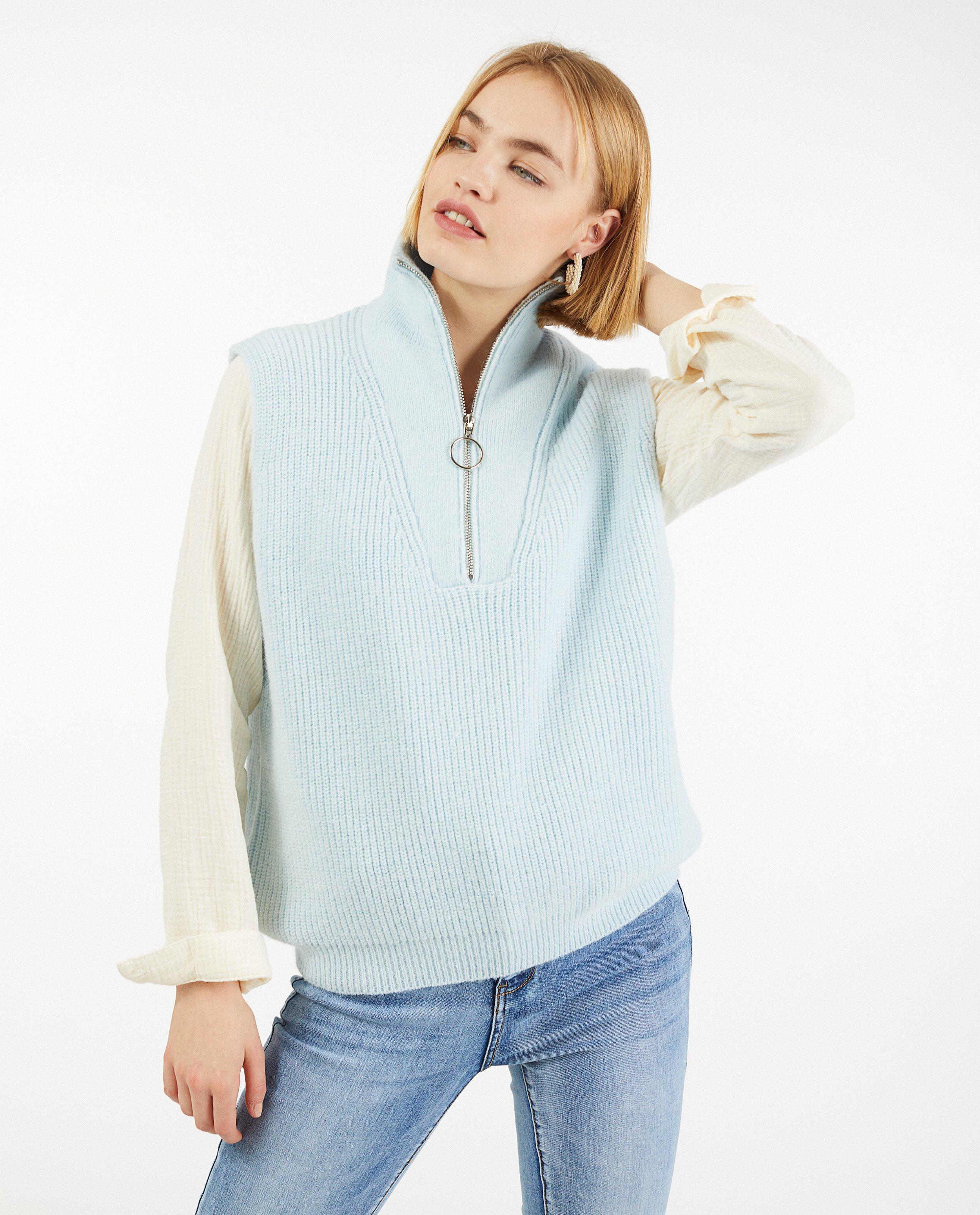 Pulls - Débardeur bleu clair avec fermeture à glissière