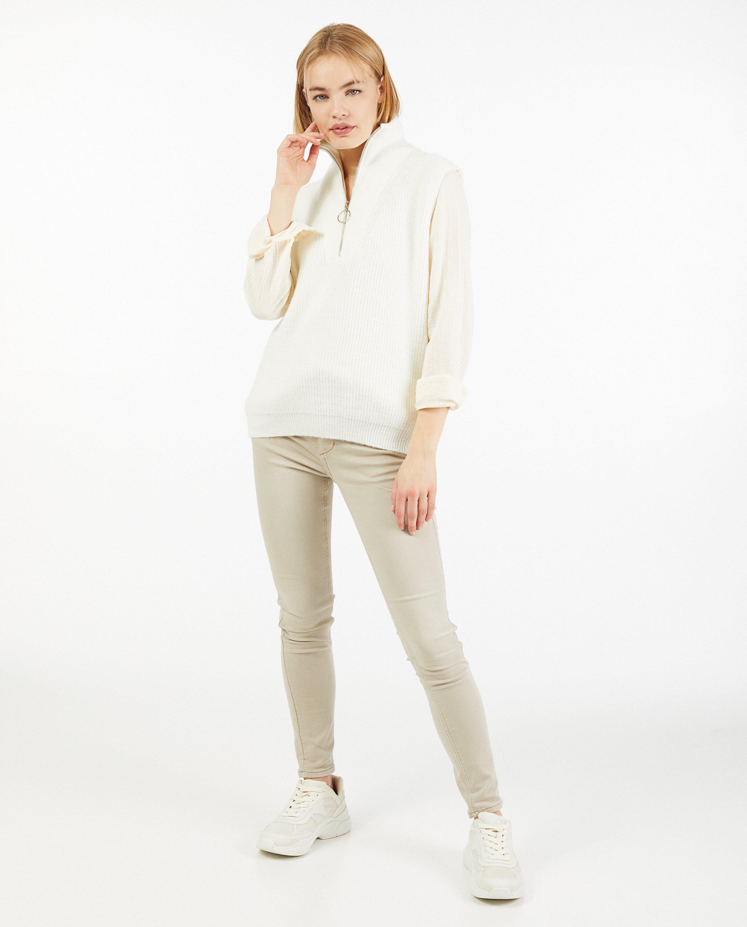Truien - Witte debardeur met rits