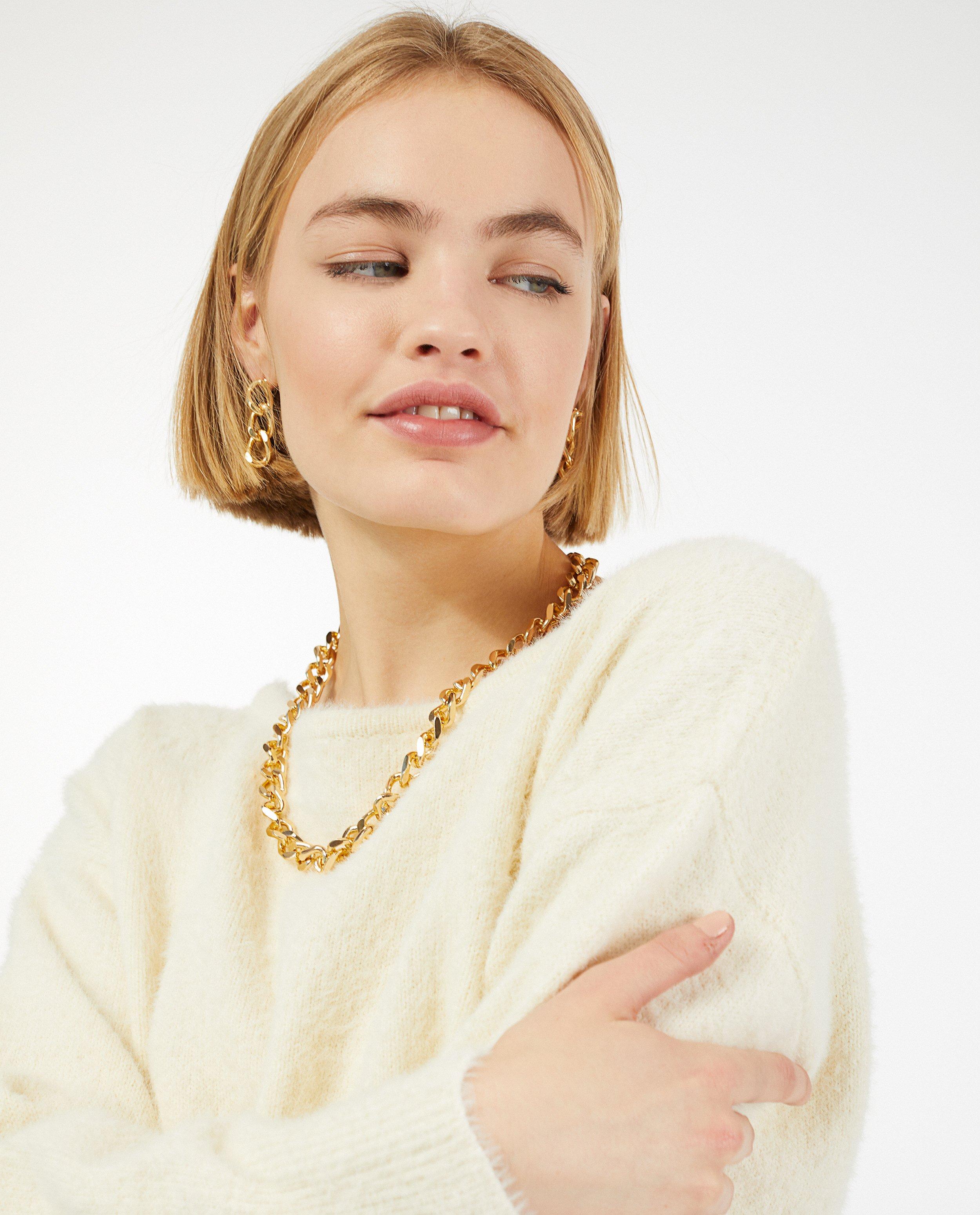 Truien - Offwhite trui met kant