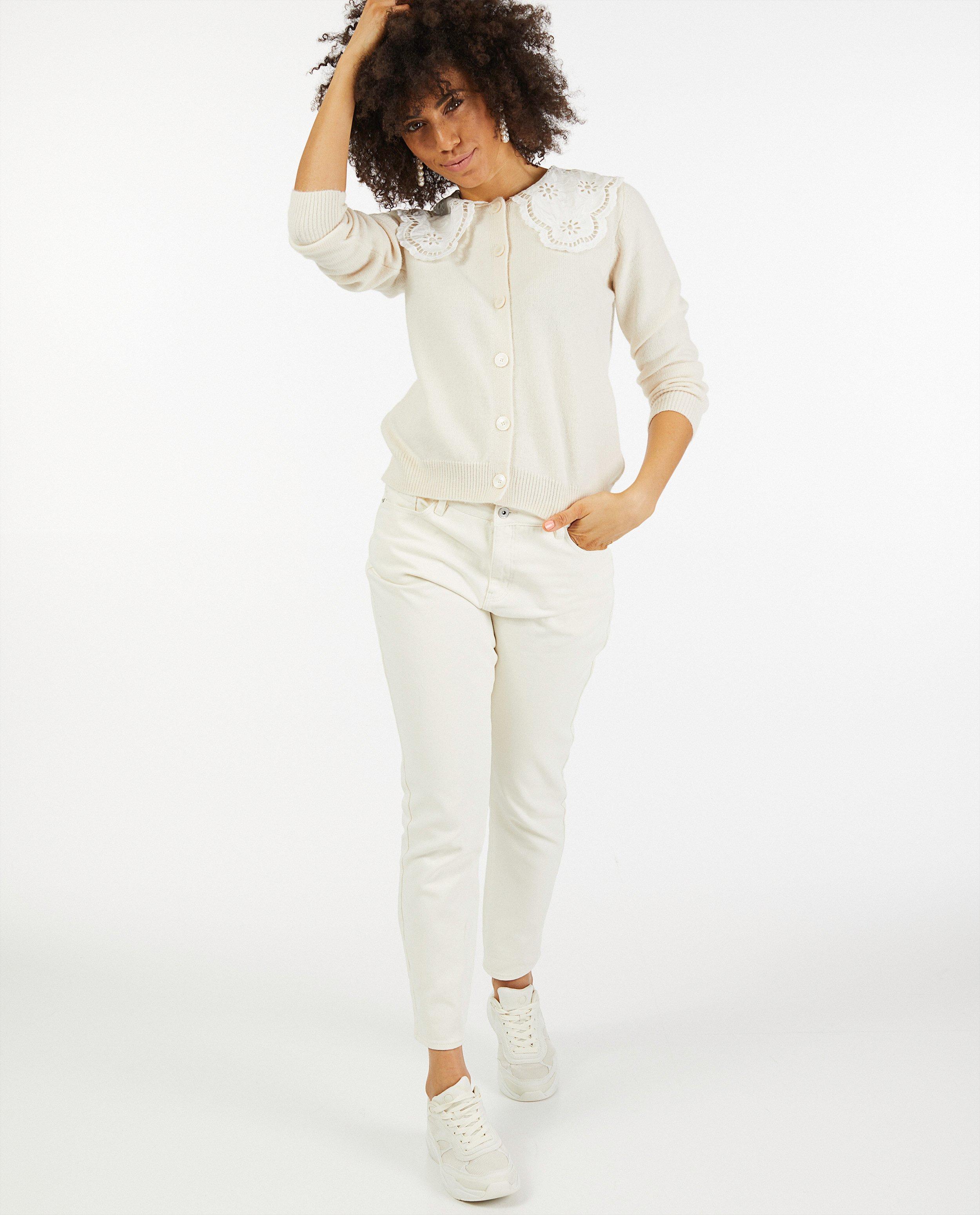 Cardigan écru avec de la dentelle - fin tricot - Paris