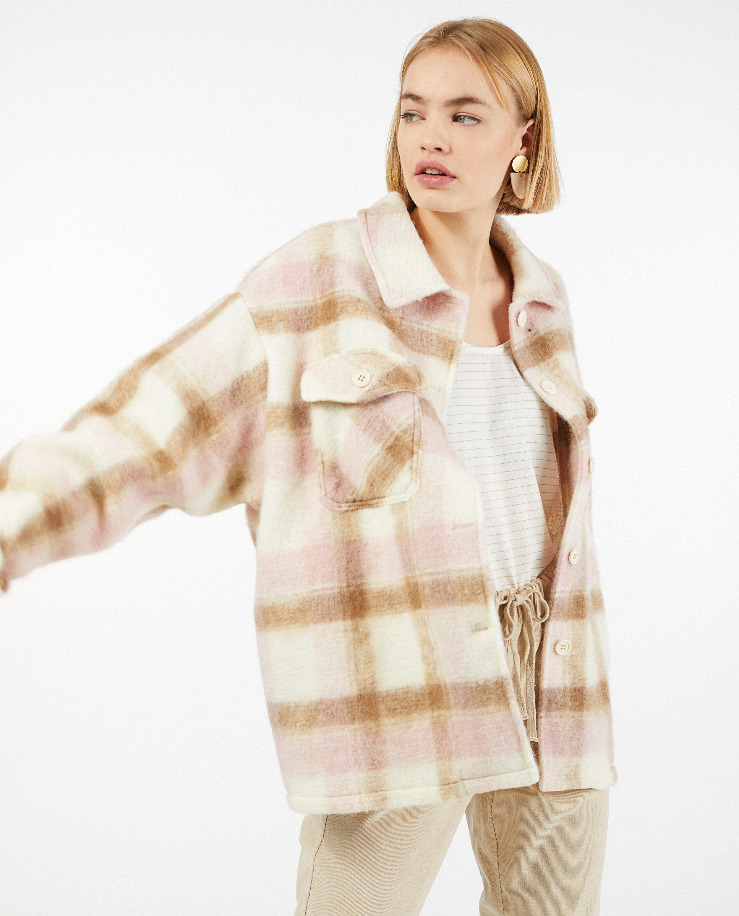 Bruin-roze geruite shacket - allover - Paris