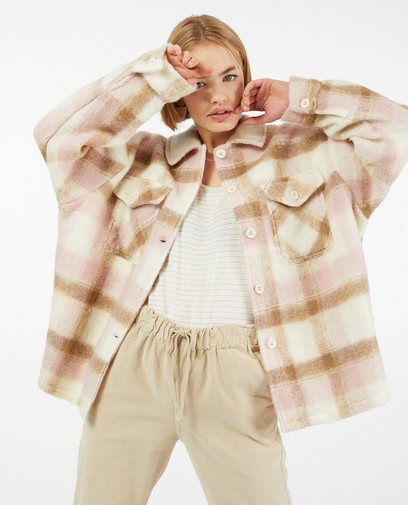 Veste légère brune et rose à carreaux Veste légère brune et rose à carreaux